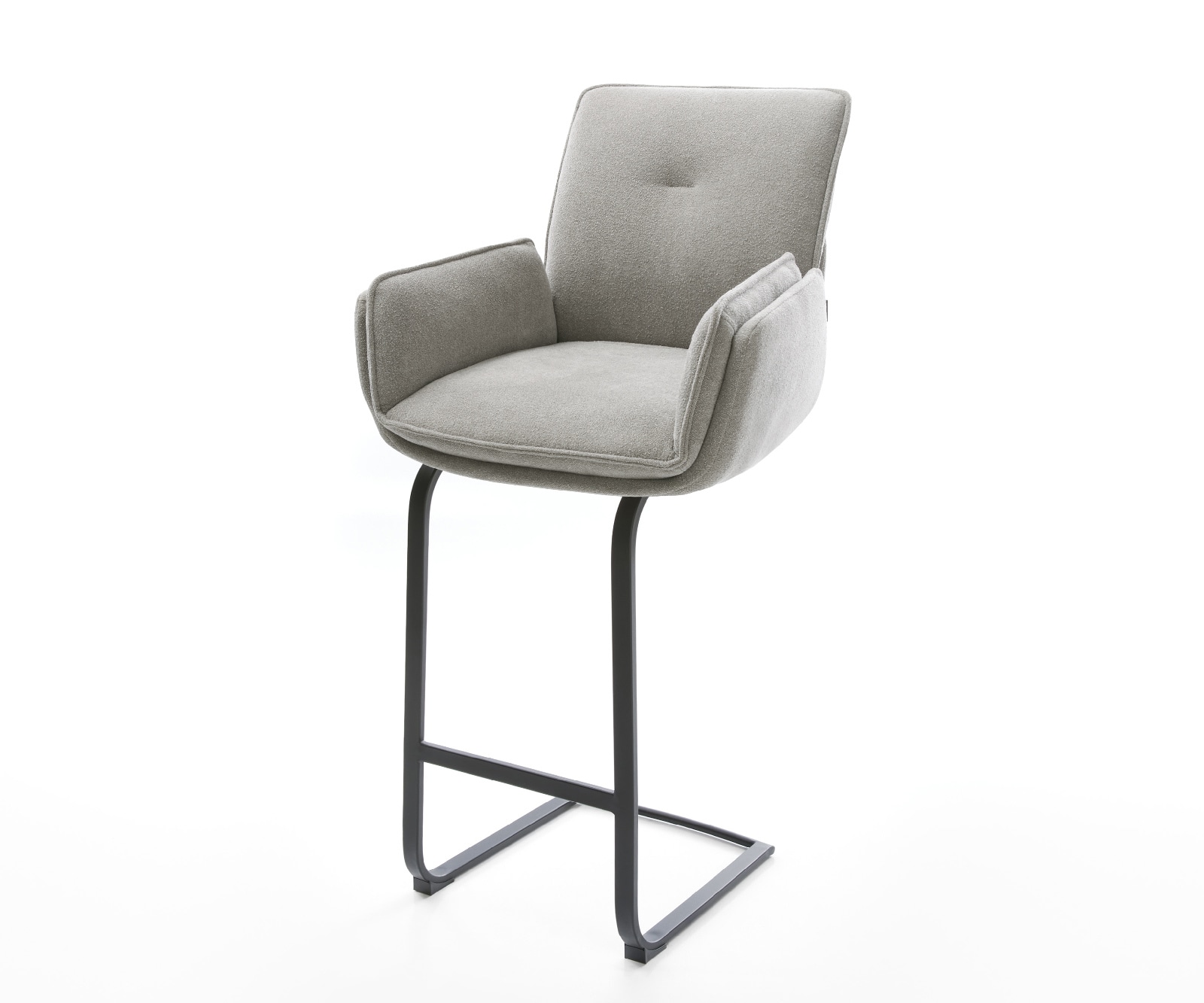 Barstuhl Nela-Flex Strukturstoff Soft Grau Freischwinger Flach Metall Schwarz 1