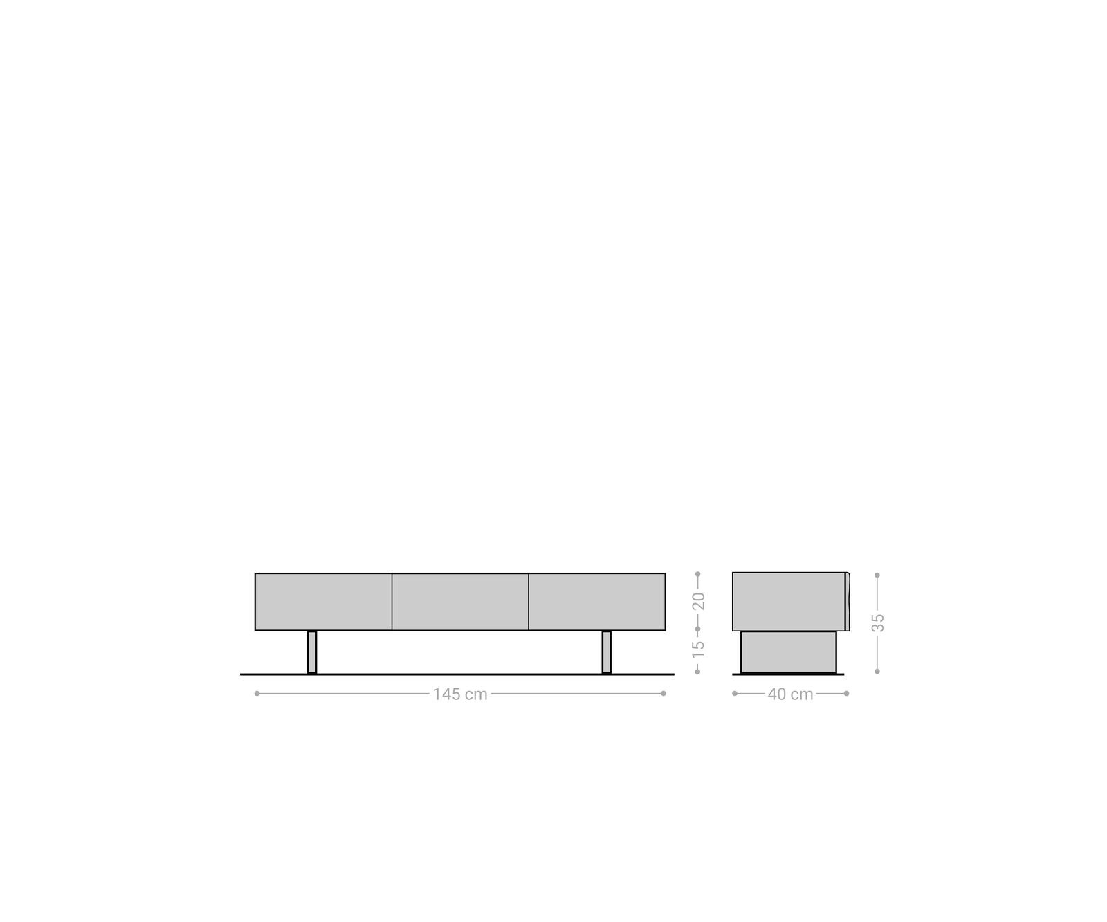 Lowboard New Live-Edge 145 cm Akazie Natur 3 Türen Glasfuß 6
