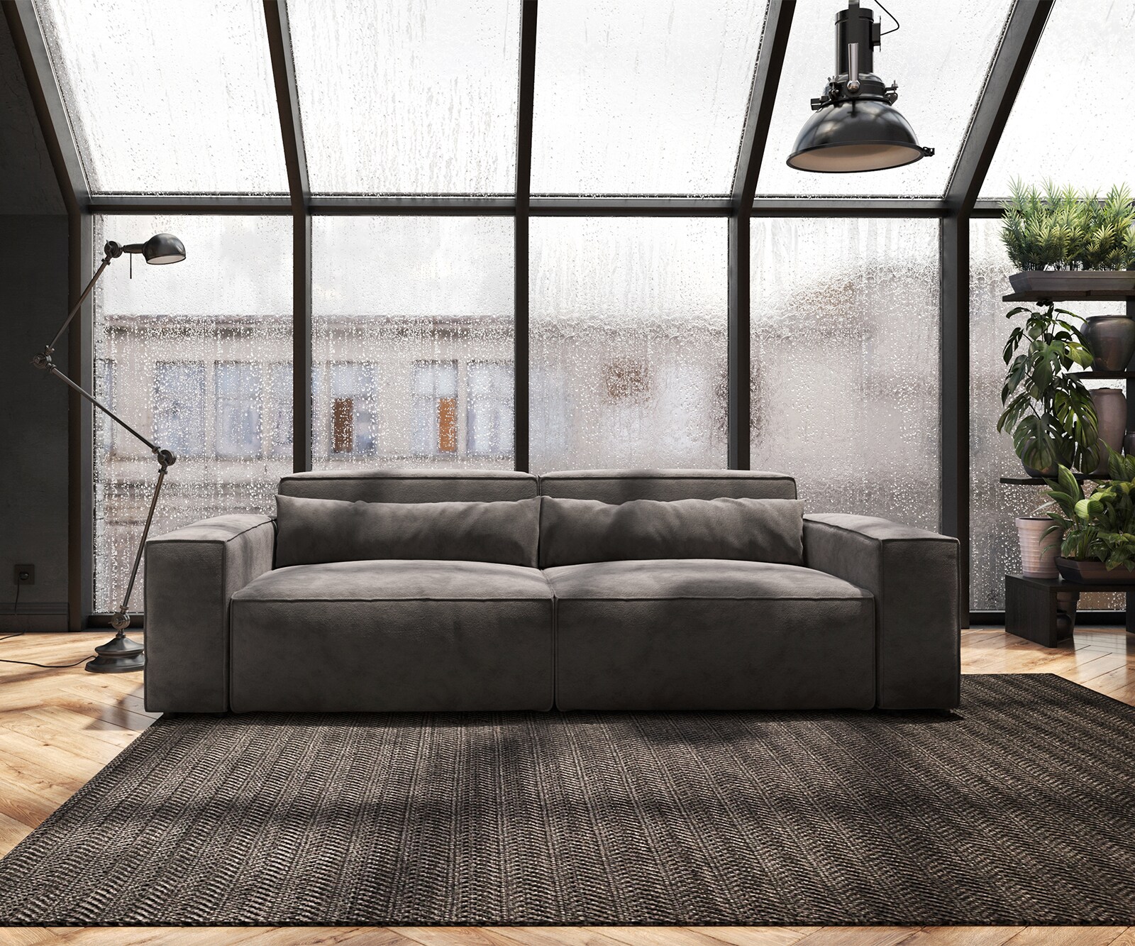 Big-Sofa Sirpio 230x95 cm Mikrofaser Khakibraun 2