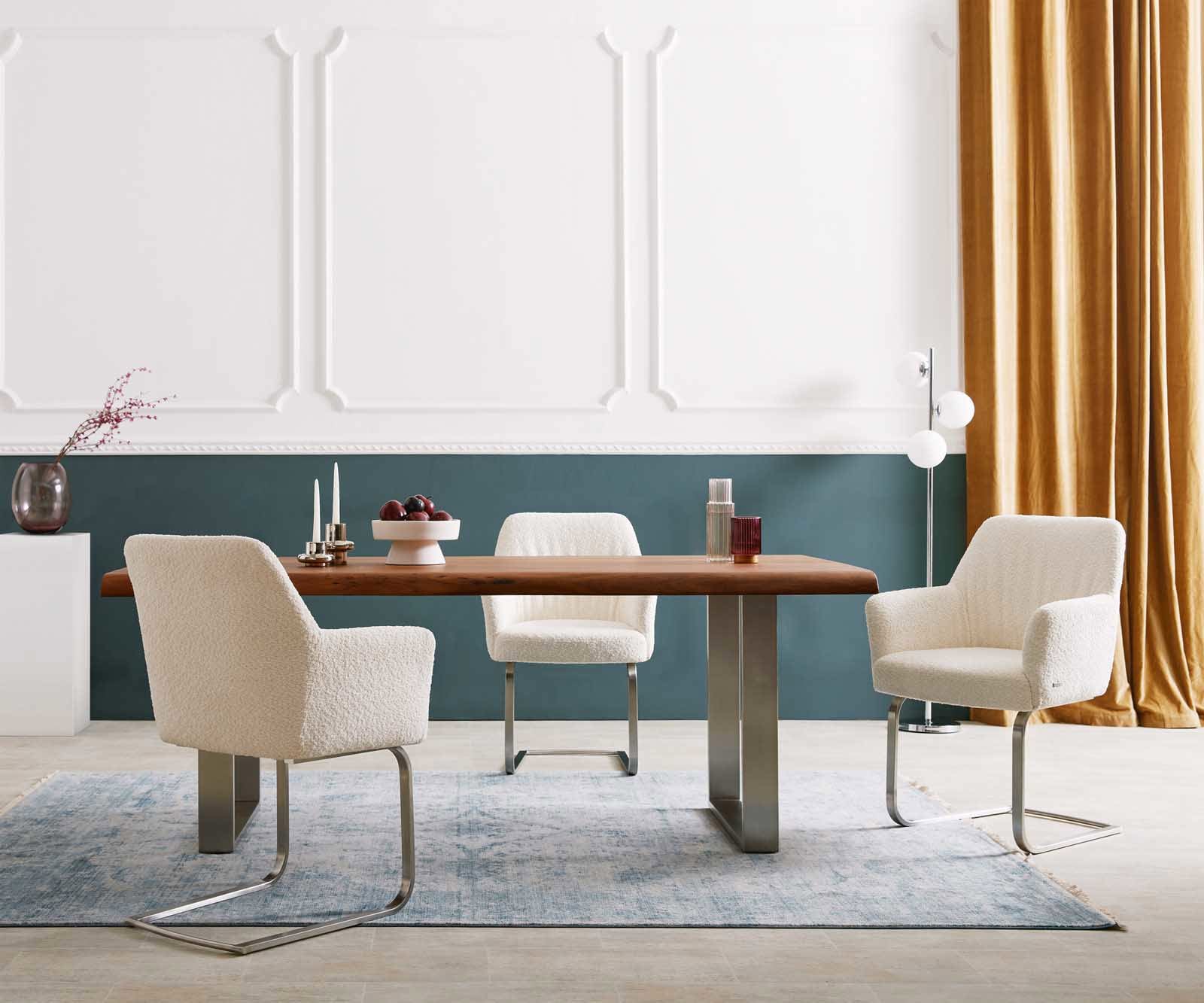 Freischwinger Xana-Flex mit Armlehnen Bouclé Weiß Freischwinger flach Edelstahl Taschenfederkern 5 Freischwinger Xana-Flex mit Armlehnen Bouclé Weiß Freischwinger flach Edelstahl Taschenfederkern 5