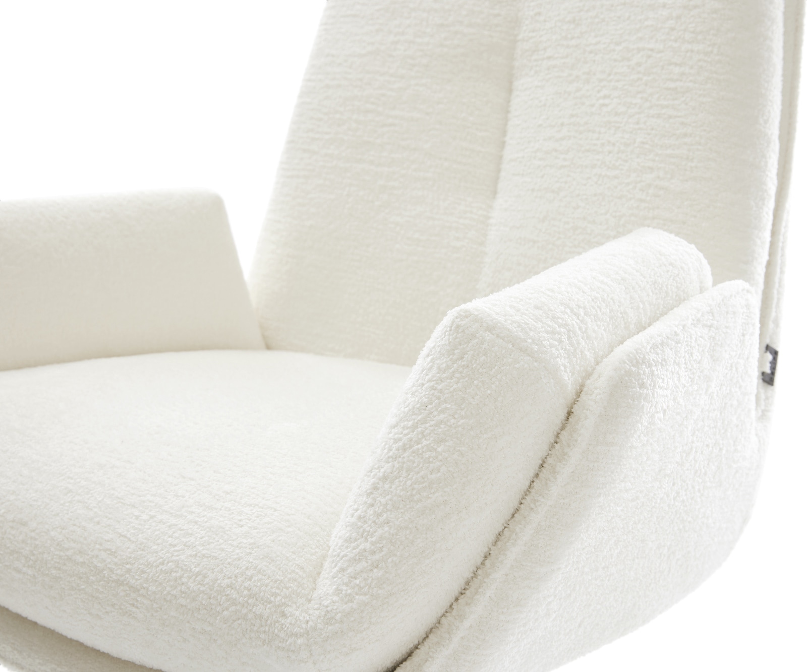 Drehstuhl Clea-Flex Bouclé Soft Beige Kreuzgestell breit Schwarz 360° drehbar Wippfunktion 3