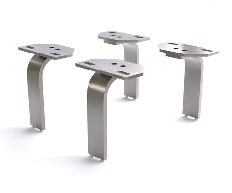Fuß L-Form 15 cm Edelstahl gebürstet für alle Möbelarten (4er Set)