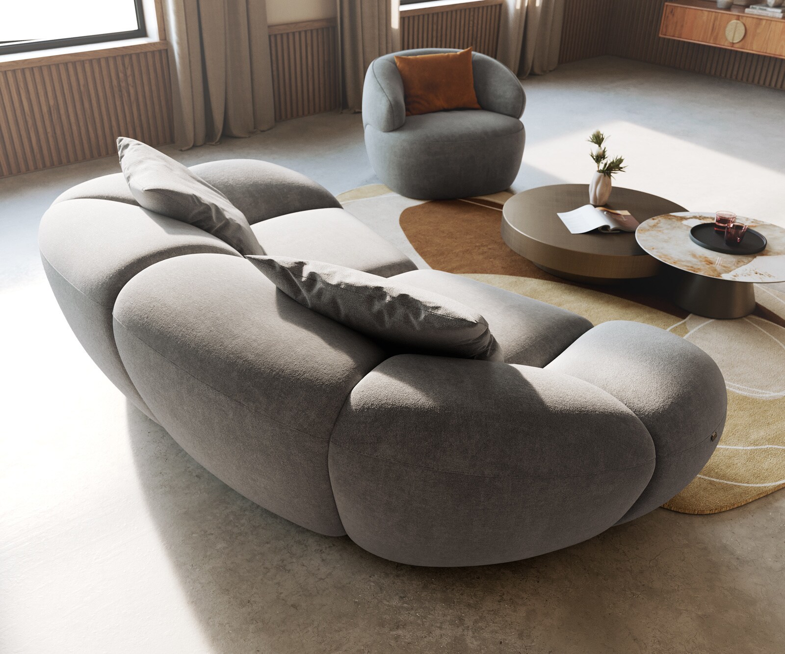 2-Sitzer Lunna 280x170 cm Strukturstoff Soft Grau 2 Kissen 5