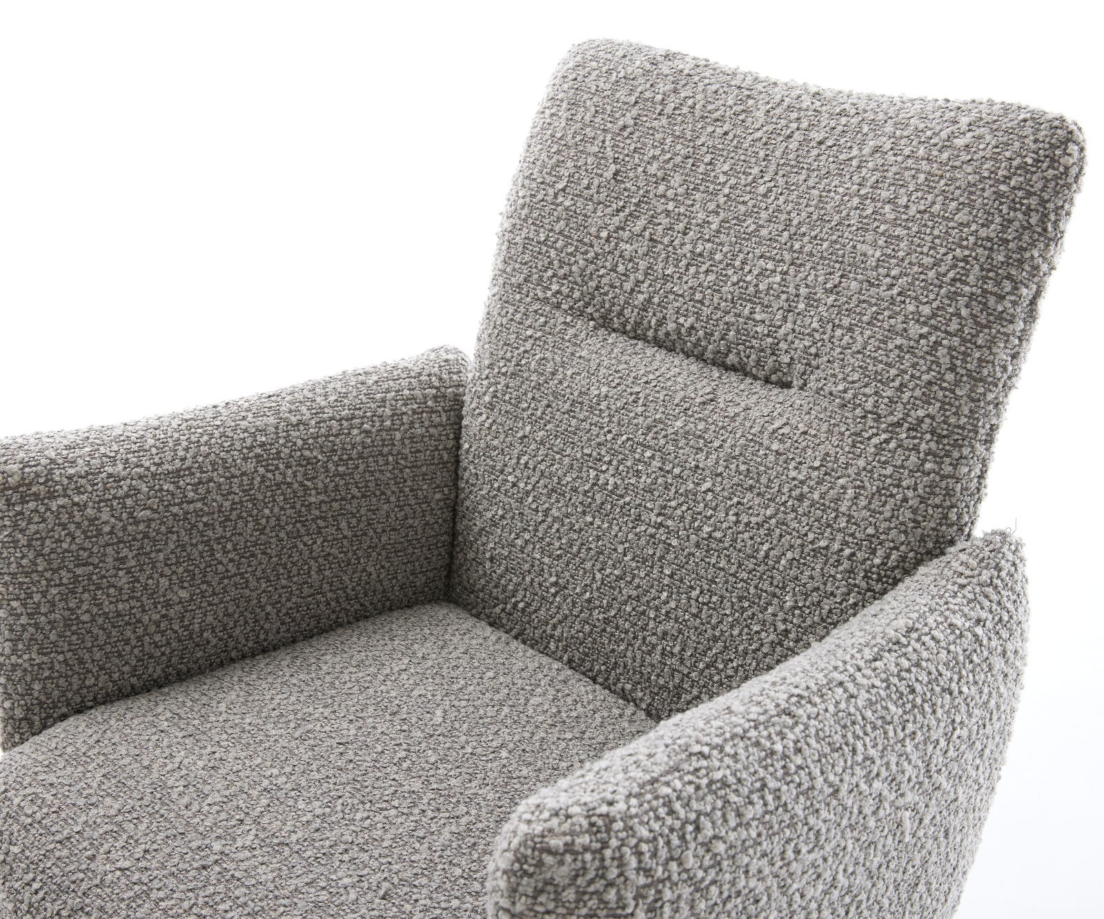 Drehstuhl Jova-Flex mit Armlehnen Bouclé Silbergrau Kreuzgestell breit Schwarz 360° drehbar Taschenfederkern 4