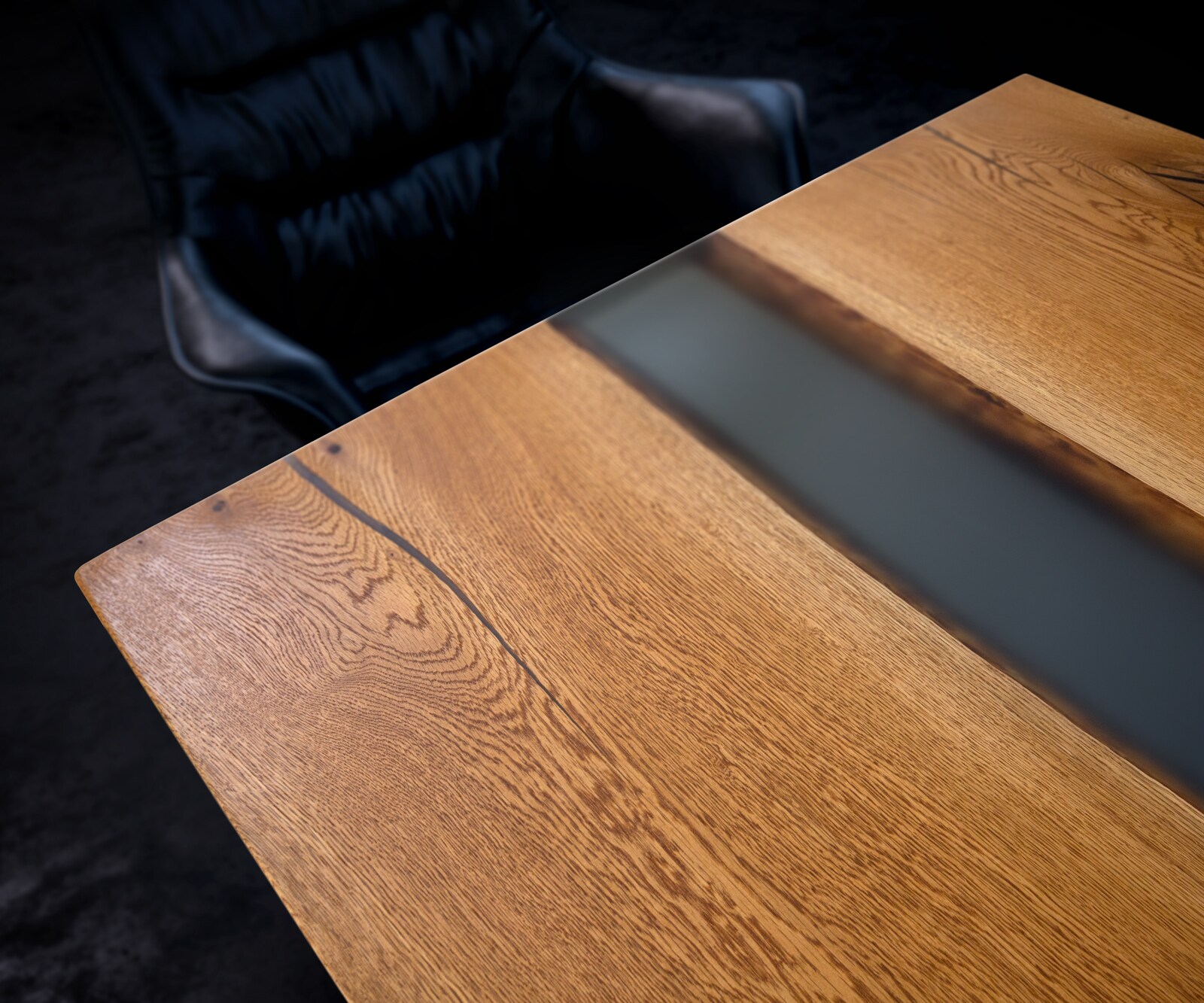 Tischplatte Eiche Natur 260 cm Epoxid milchig Transparent Unikat Nr. 32310 4