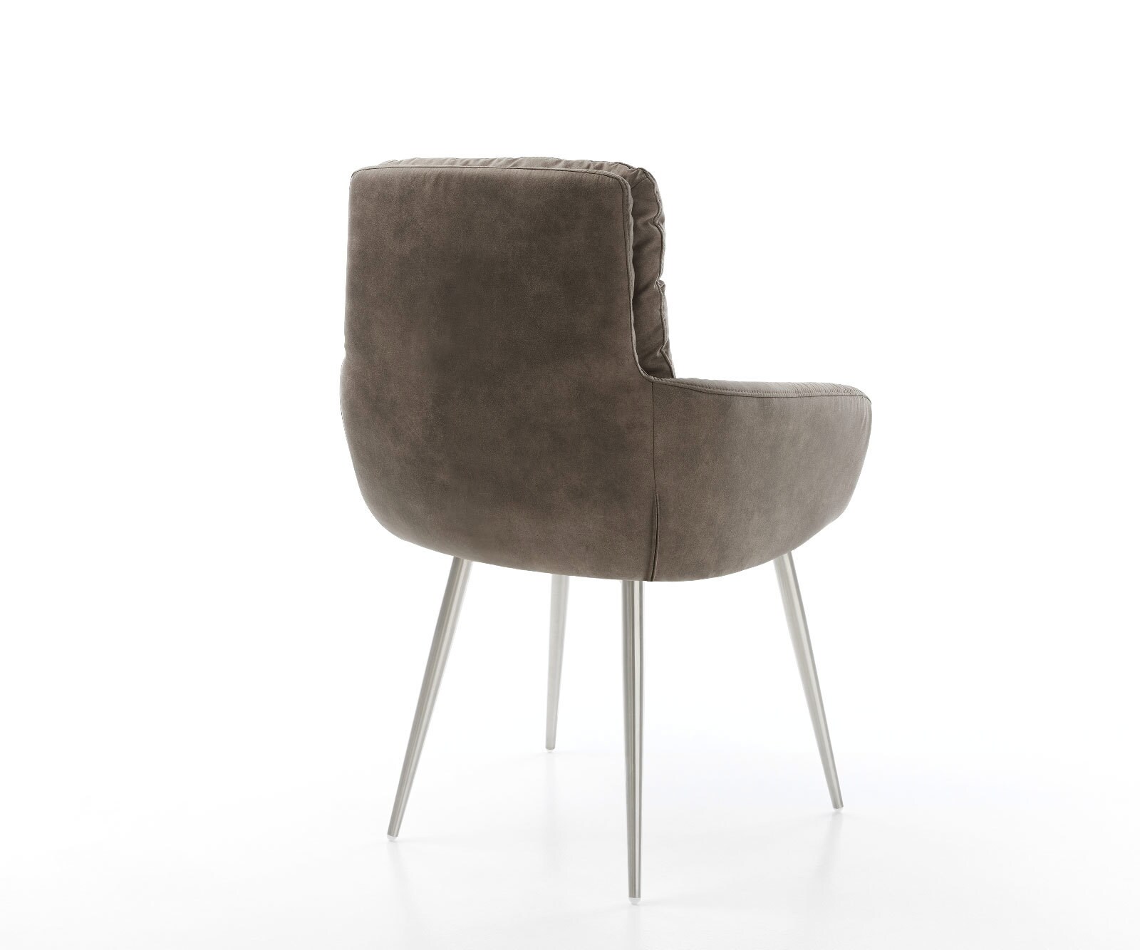 Esszimmerstuhl Abelia-Flex mit Armlehnen Mikrofaser Taupe Vintage 4-Fuß konisch Edelstahl 5