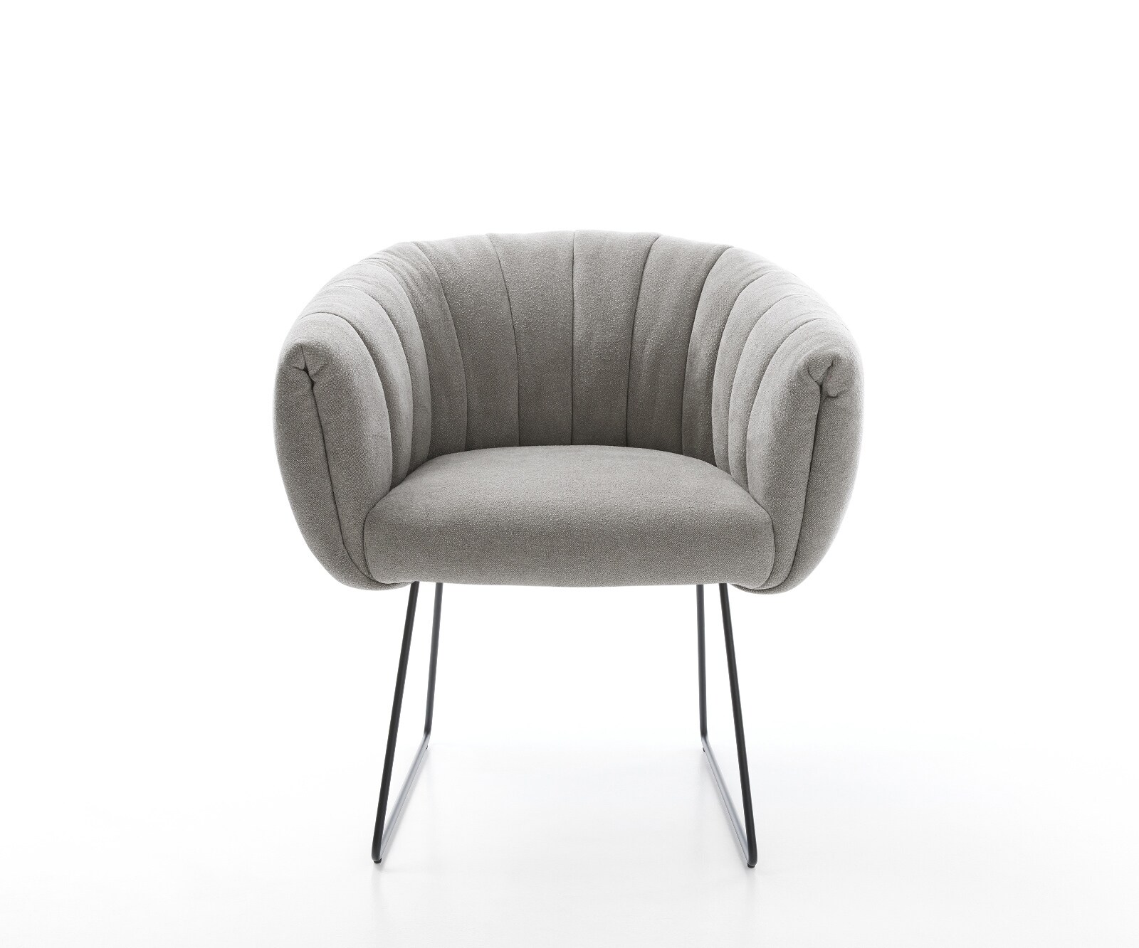 Esszimmerstuhl Jada-Flex Strukturstoff Soft Grau Kufengestell Schwarz Taschenfederkern 1