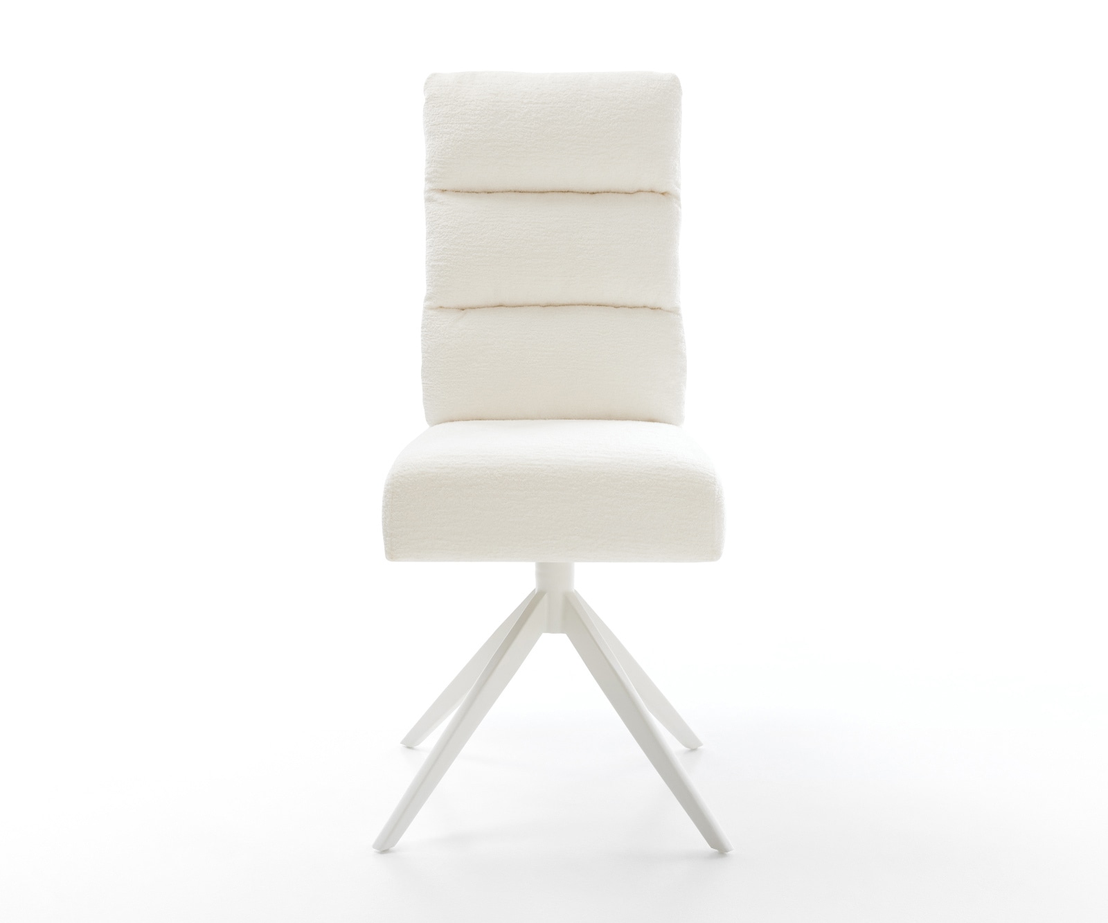 Drehstuhl Pela-Flex Bouclé Soft Beige Kreuzgestell breit Weiß 360° drehbar Wippfunktion Taschenfederkern 1