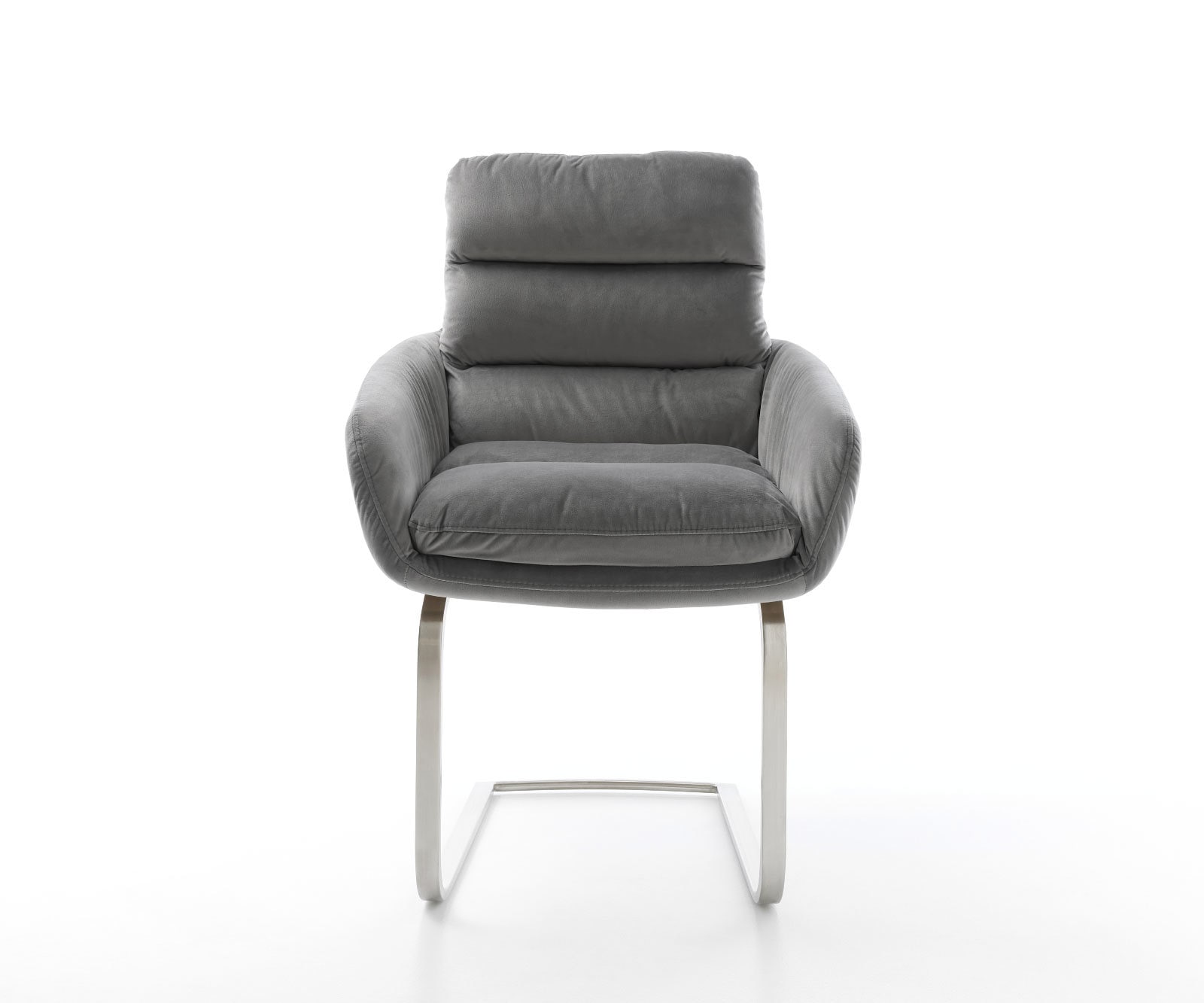 Freischwinger Abelia-Flex mit Armlehnen Samt Grau Freischwinger flach Edelstahl 1 Freischwinger Abelia-Flex mit Armlehnen Samt Grau Freischwinger flach Edelstahl 1