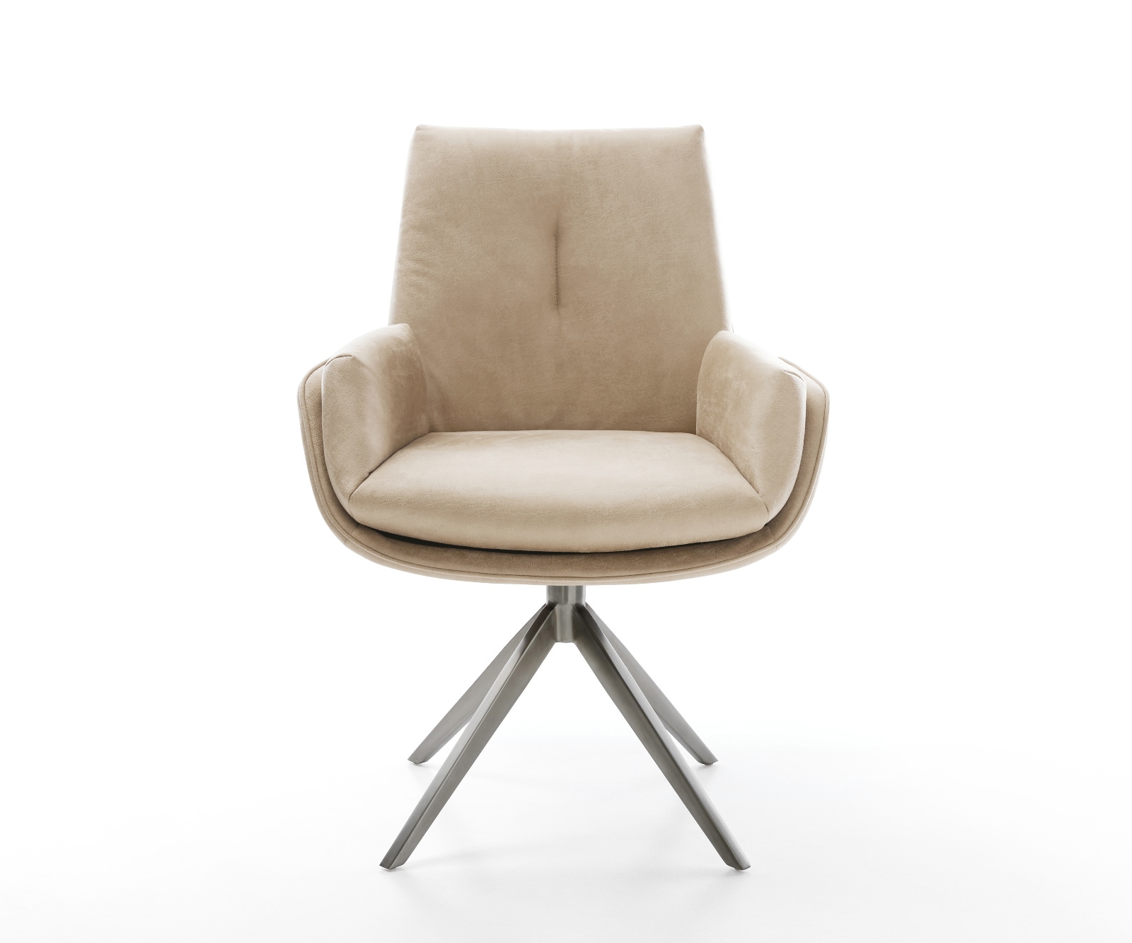 Drehstuhl Clea-Flex Mikrofaser Beige Vintage Kreuzgestell breit Graphit 360° drehbar Wippfunktion 2