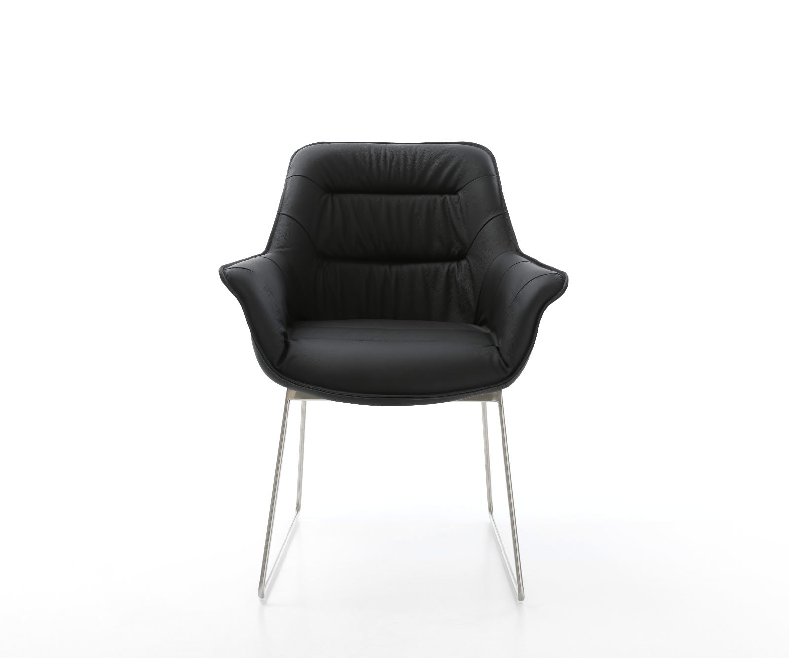 Esszimmerstuhl Kaira-Flex Echt-Leder Schwarz Kufengestell Edelstahl 1 Esszimmerstuhl Kaira-Flex Echt-Leder Schwarz Kufengestell Edelstahl 1
