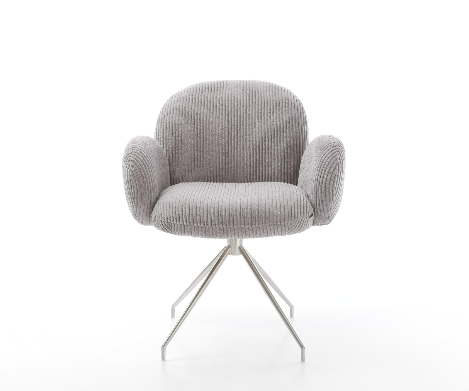 Drehstuhl Nube-Flex mit Armlehnen Cord Silbergrau Kreuzgestell konisch Edelstahl 180° drehbar Taschenfederkern 1 Drehstuhl Nube-Flex mit Armlehnen Cord Silbergrau Kreuzgestell konisch Edelstahl 180° drehbar Taschenfederkern 1