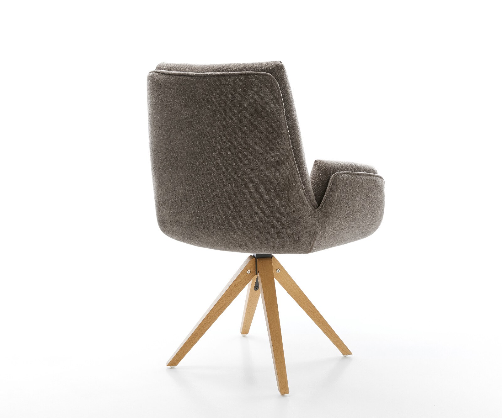Drehstuhl Clea-Flex Strukturstoff Soft Taupe Holzgestell kantig Natur 180° drehbar 4