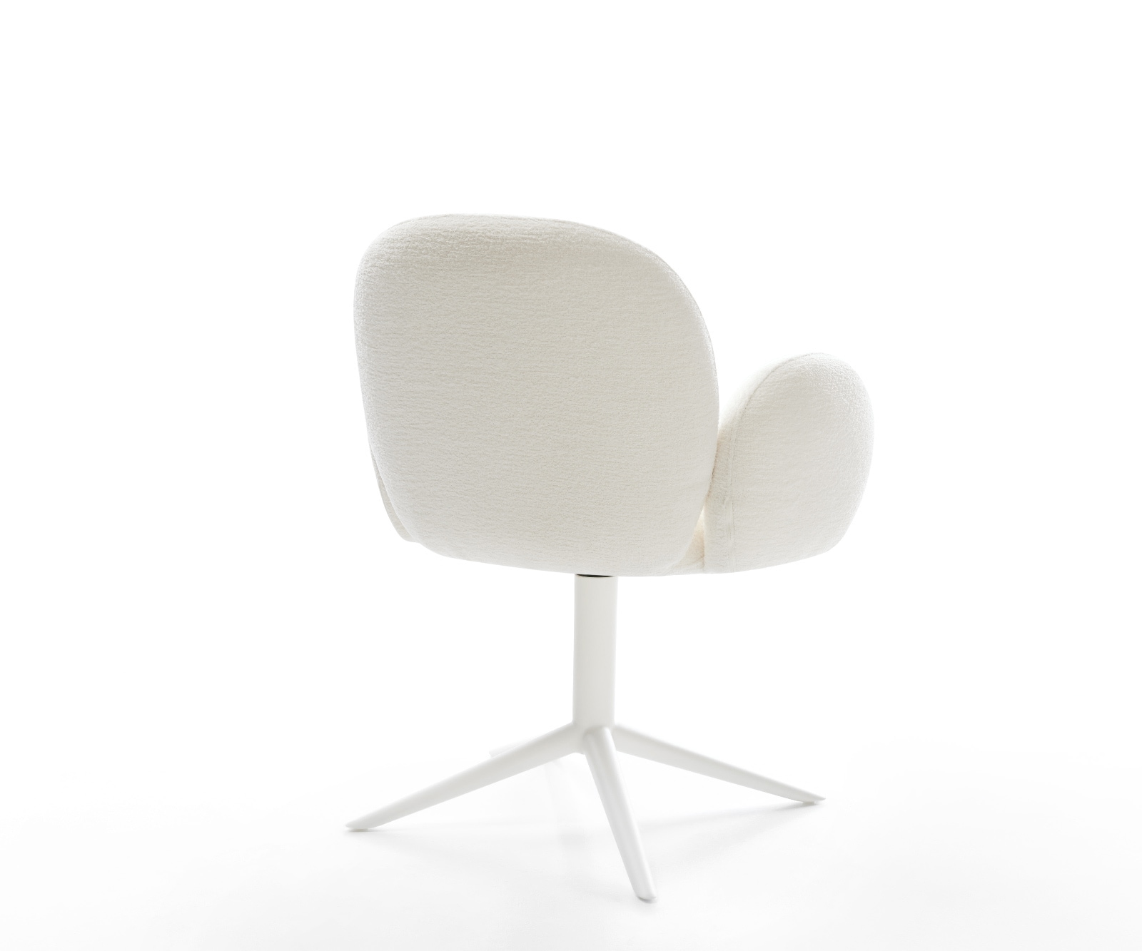 Drehstuhl Nube-Flex mit Armlehnen Bouclé Soft Beige Fußkreuz Weiß 360° drehbar Wippfunktion Taschenfederkern 4