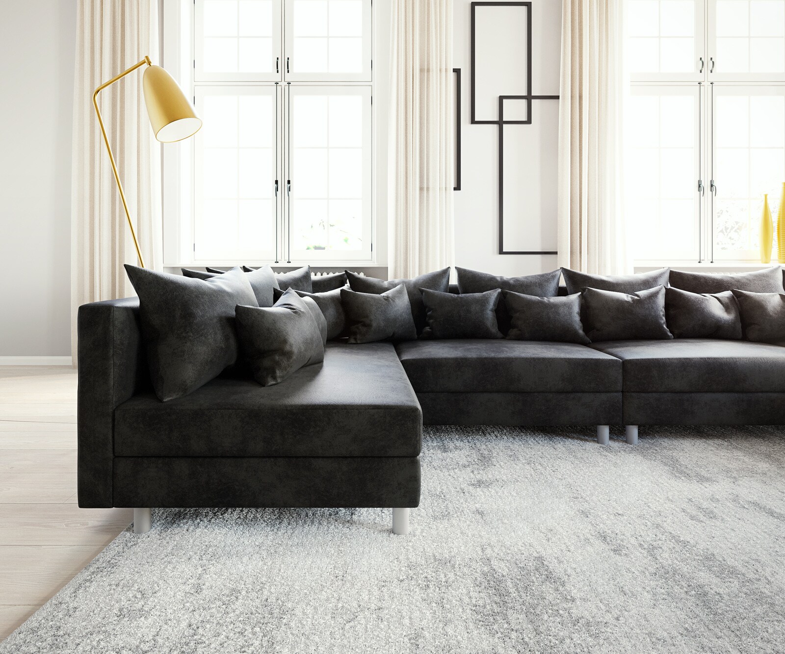Wohnlandschaft Clovis XL Anthrazit Antik Optik Modulsofa 5