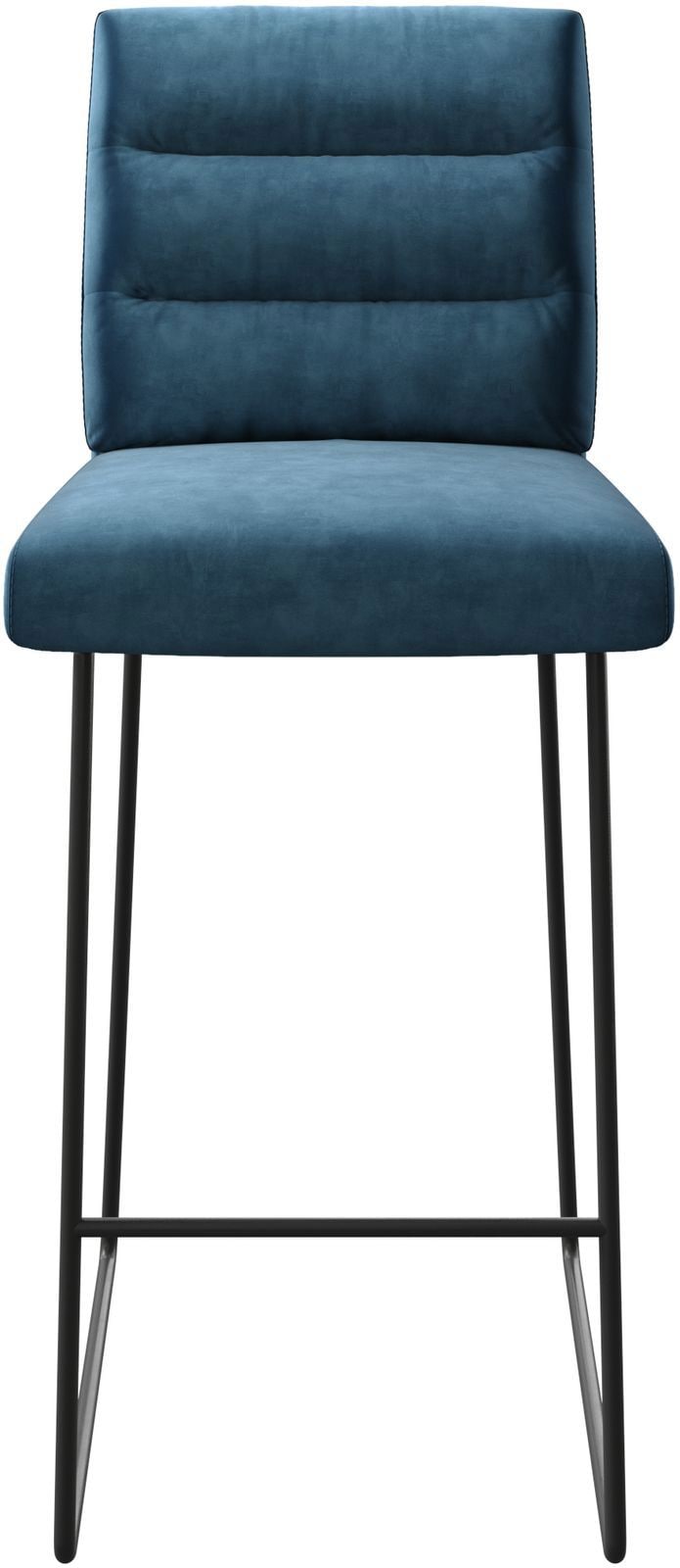 Barstuhl Pela-Flex Samt Blau Kufengestell Metall 3