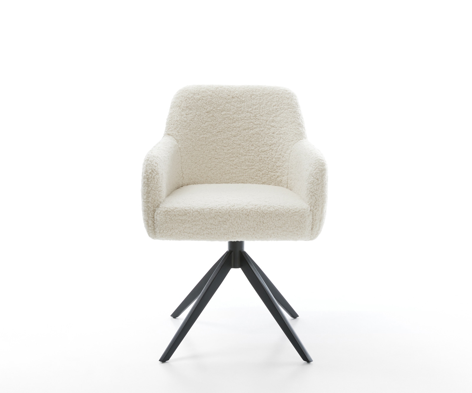 Drehstuhl Greg-Flex Teddystoff Beige Kreuzgestell breit Schwarz 360° drehbar Wippfunktion Taschenfederkern 1