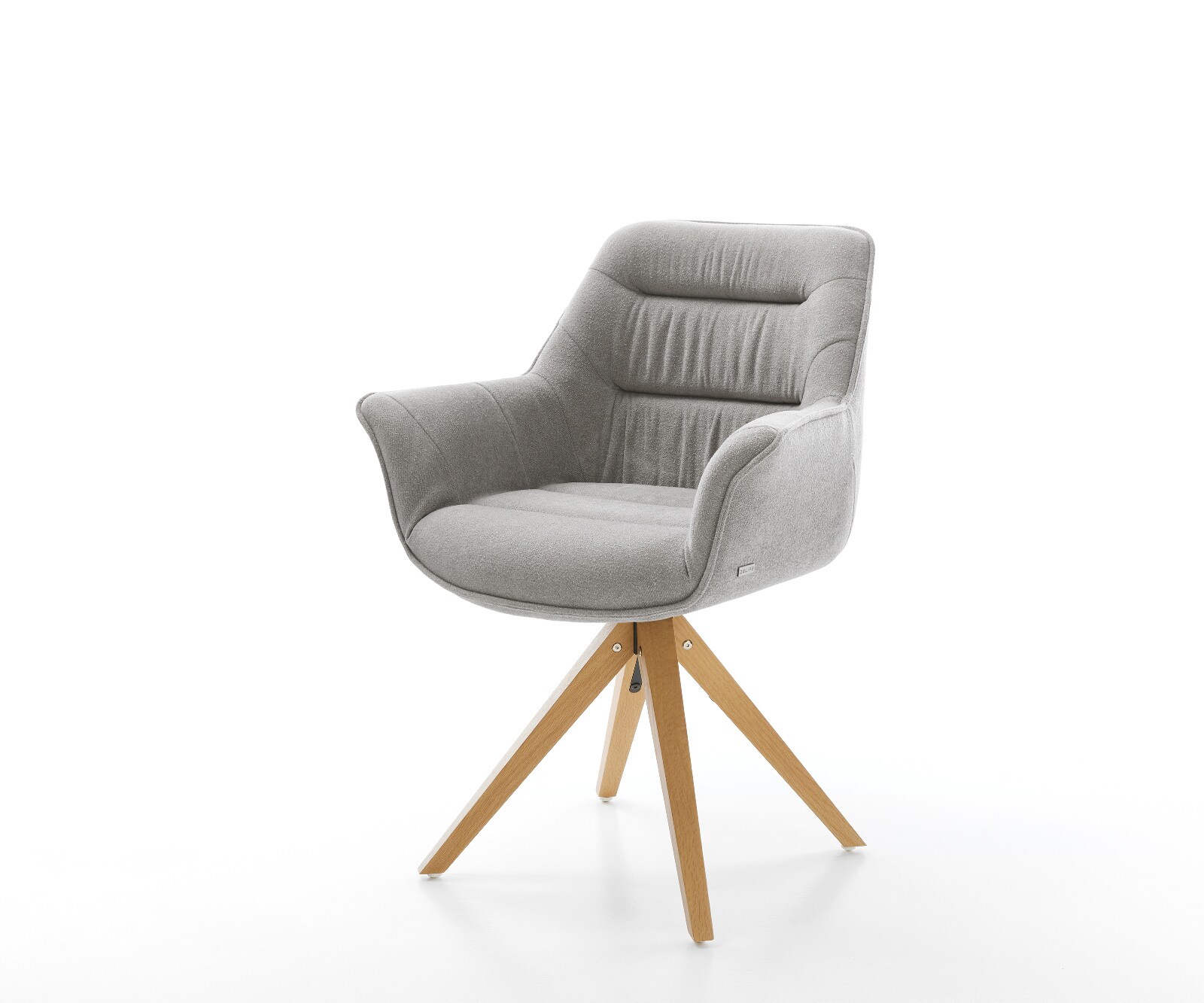 Drehstuhl Kaira-Flex Strukturstoff Soft Grau Holzgestell kantig Natur 360° drehbar