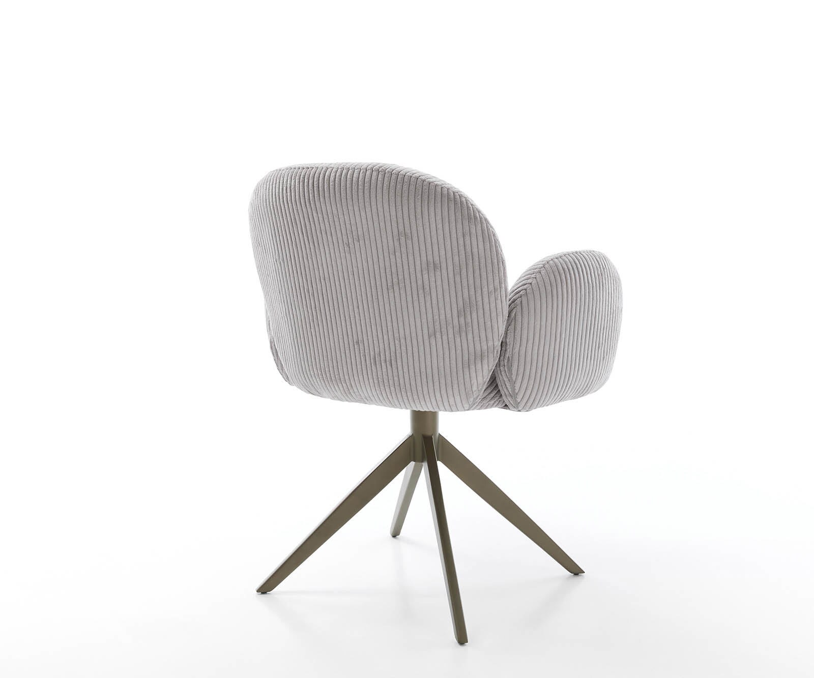 Drehstuhl Nube-Flex mit Armlehnen Cord Silbergrau Kreuzgestell breit Effektfinish Titan 360° drehbar Taschenfederkern 5