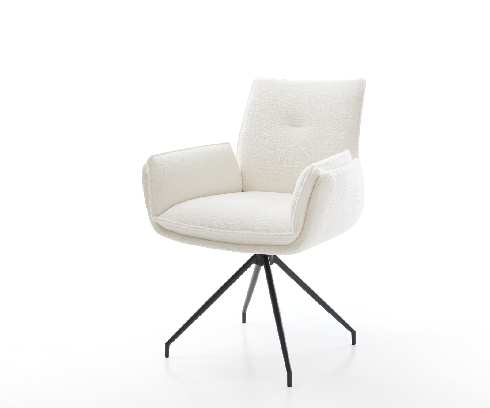 Esszimmerstuhl Nela-Flex Bouclé Soft Beige Kreuzgestell konisch Schwarz günstig online kaufen