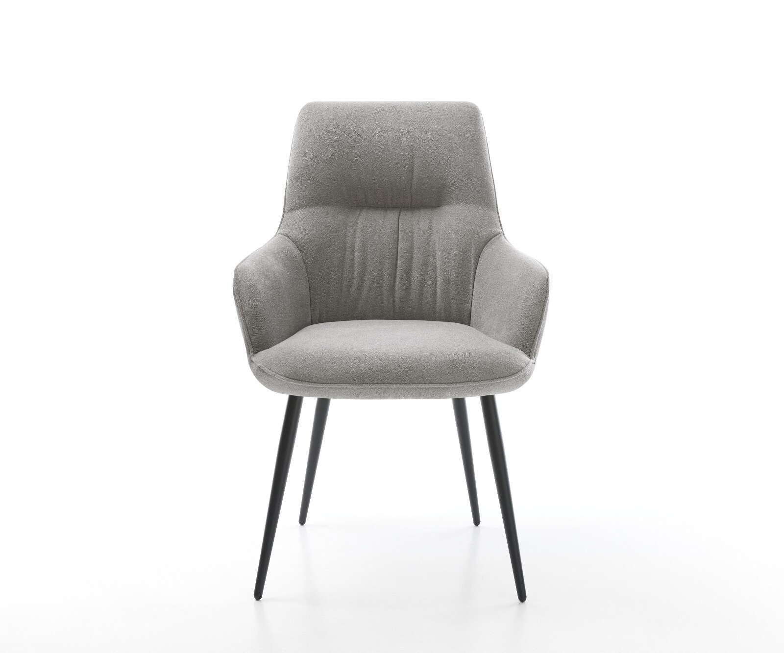 Esszimmerstuhl Zelia-Flex mit Armlehnen Strukturstoff Soft Grau 4-Fuß konisch Schwarz Taschenfederkern 2