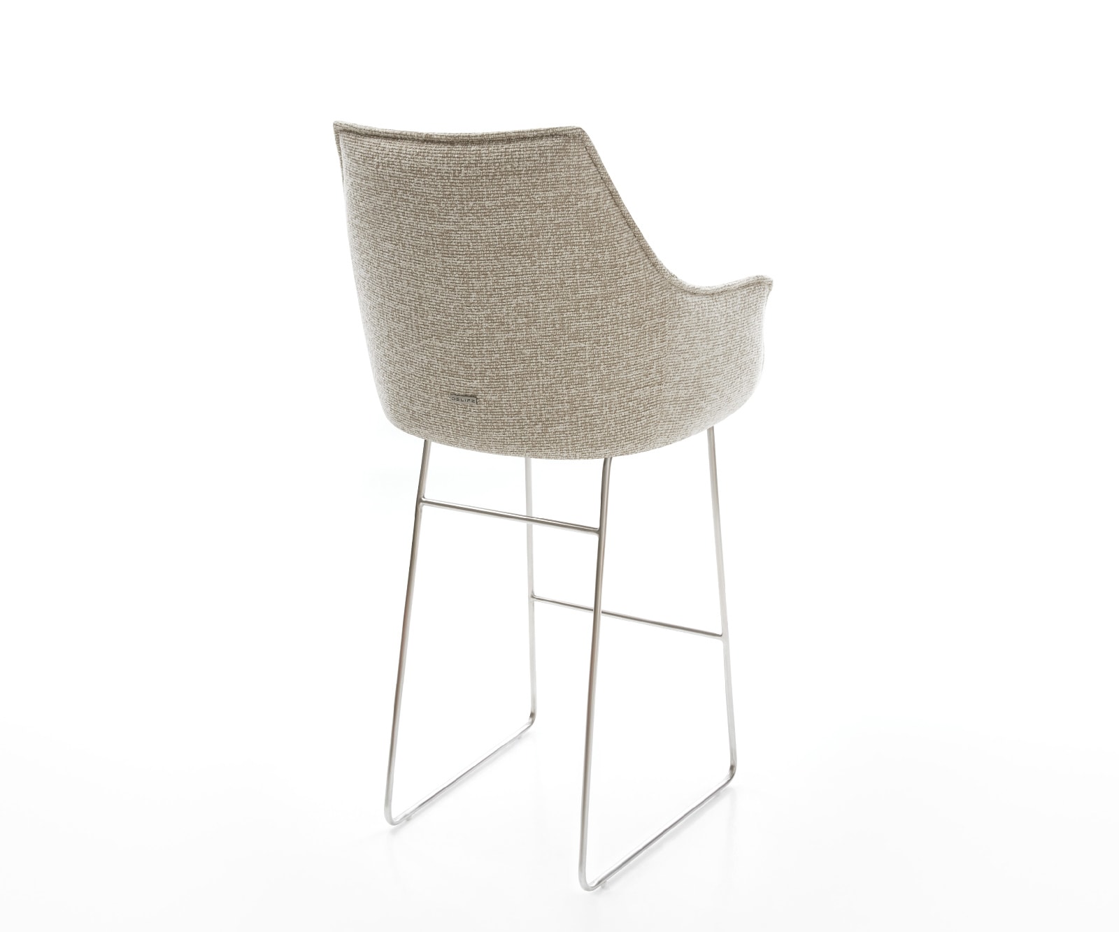 Barstuhl Alja-Flex Webstoff Soft Beige Kufengestell Edelstahl Silberfarben Taschenfederkern 5