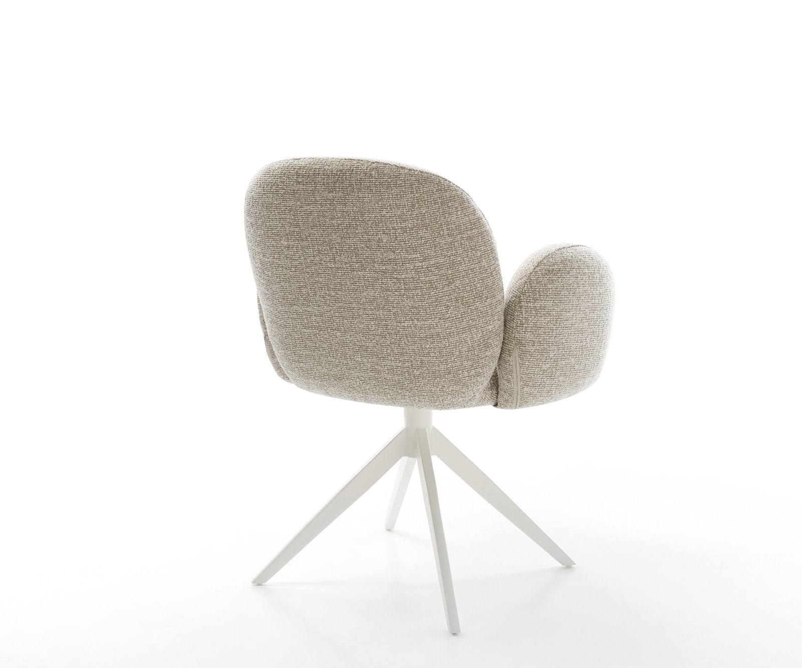 Drehstuhl Nube-Flex mit Armlehnen Webstoff Soft Beige Kreuzgestell breit Weiß 360° drehbar Wippfunktion Taschenfederkern 4
