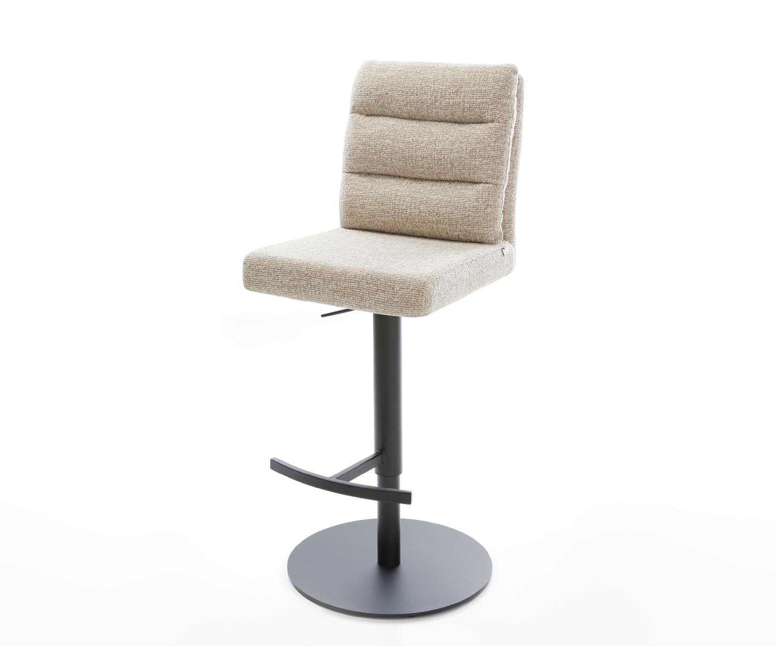 Barstuhl Pela-Flex Webstoff Soft Beige Drehfuß höhenverstellbar Metall Schwarz