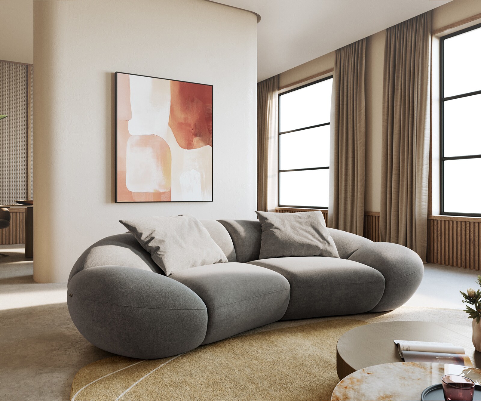 2-Sitzer Lunna 280x170 cm Strukturstoff Soft Grau 2 Kissen 3