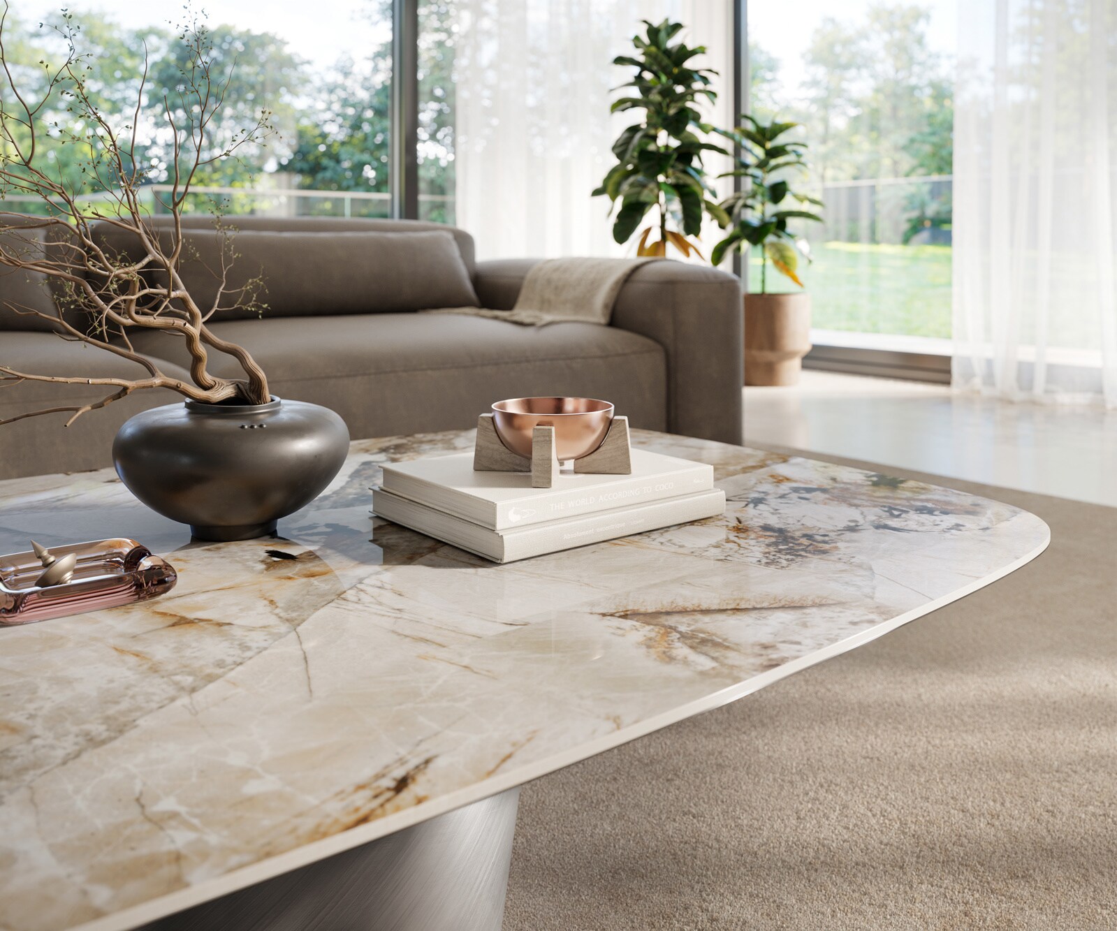 Couchtisch Edge Boot 140x80 cm Keramik Patagonia Poliert Conis Edelstahl gebürstet 5