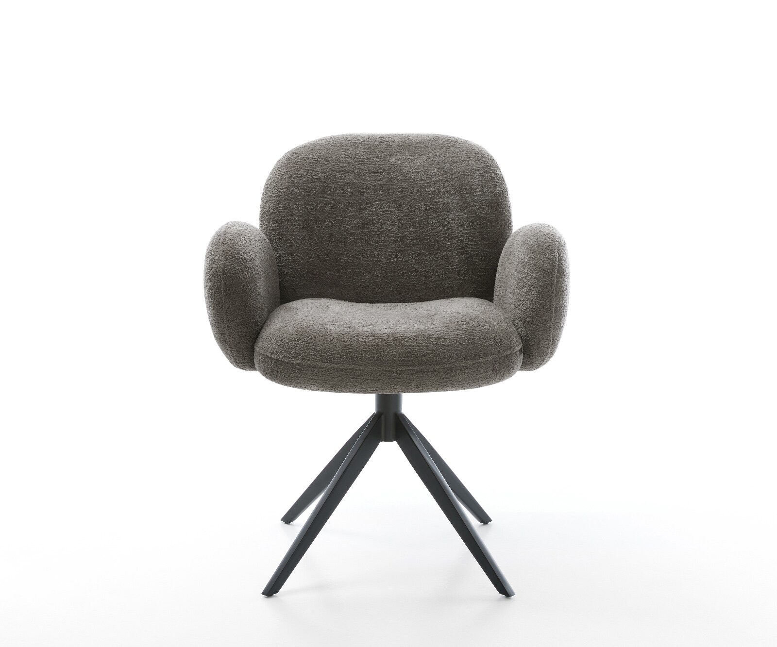 Drehstuhl Nube-Flex mit Armlehnen Bouclé Soft Schlamm Kreuzgestell breit Schwarz 360° drehbar Wippfunktion Taschenfederkern 1