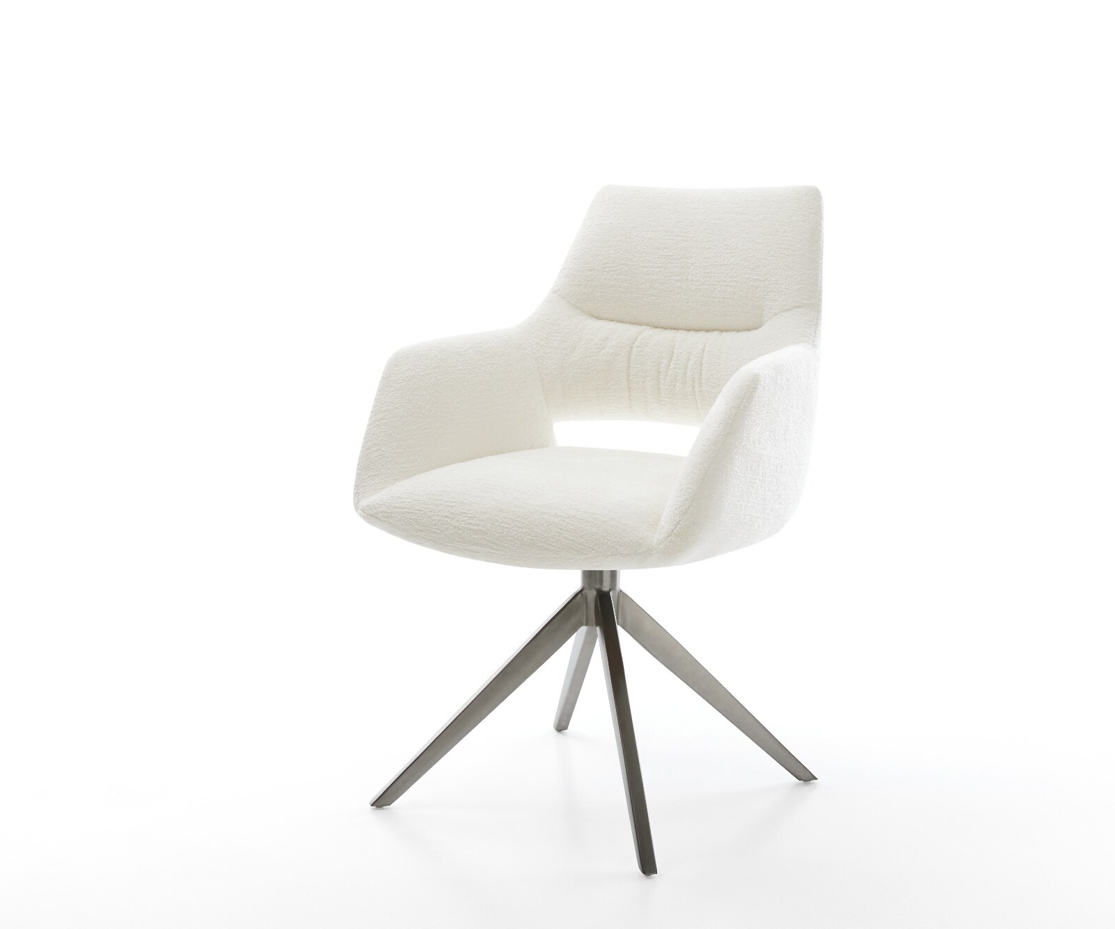 Drehstuhl Yago-Flex mit Armlehnen Bouclé Soft Beige Kreuzgestell breit Grap günstig online kaufen