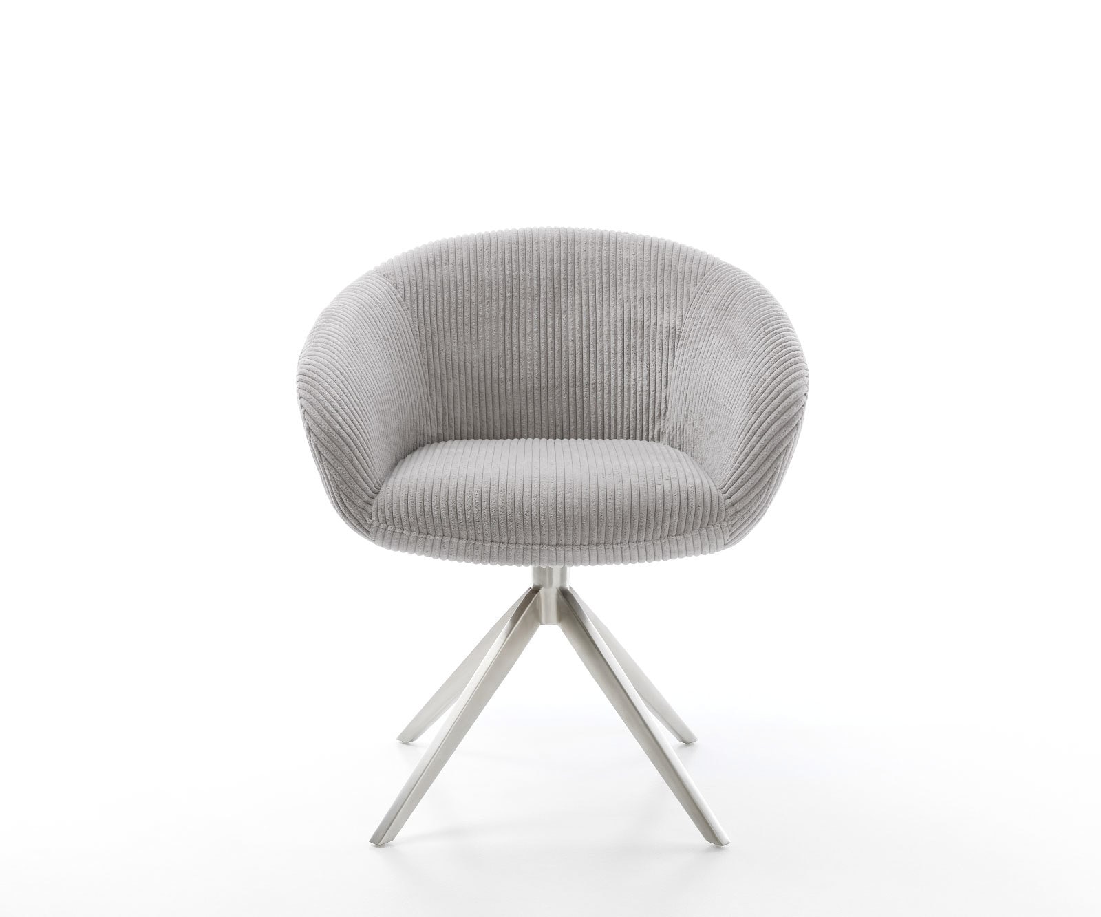 Drehstuhl Vinka-Flex mit Armlehnen Cord Silbergrau Kreuzgestell breit Edelstahl 360° drehbar Wippfunktion Taschenfederkern 1 Drehstuhl Vinka-Flex mit Armlehnen Cord Silbergrau Kreuzgestell breit Edelstahl 360° drehbar Wippfunktion Taschenfederkern 1