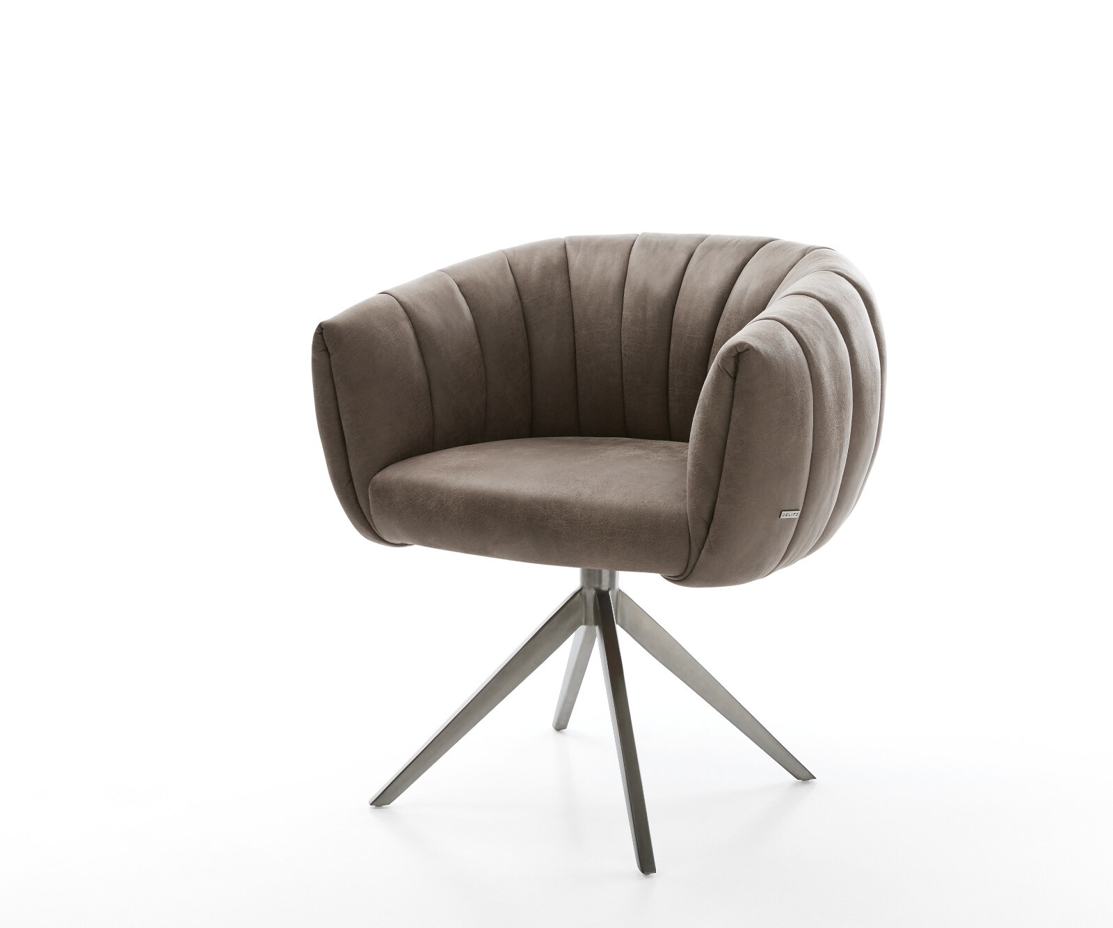 Drehstuhl Jada-Flex Mikrofaser Taupe Vintage Kreuzgestell breit Graphit 360° drehbar Wippfunktion Taschenfederkern