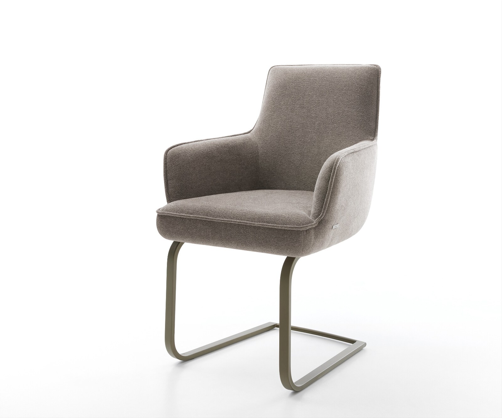 Freischwinger Heira-Flex mit Armlehnen Strukturstoff Soft Taupe Freischwinger flach Effektfinish Titan Taschenfederkern
