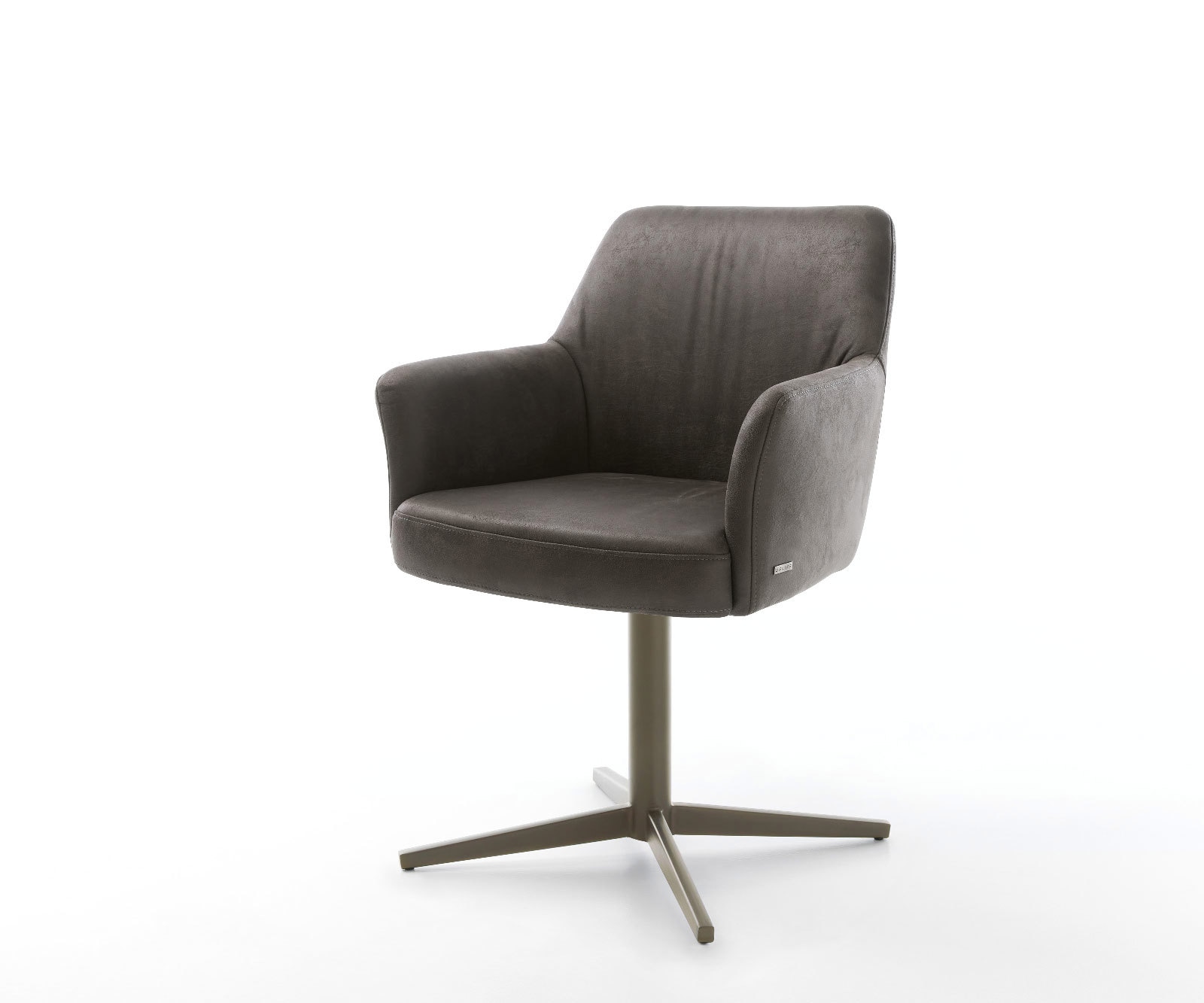 Drehstuhl Xana-Flex mit Armlehnen Mikrofaser Anthrazit Vintage Fußkreuz Effektfinish Titan 360° drehbar Taschenfederkern