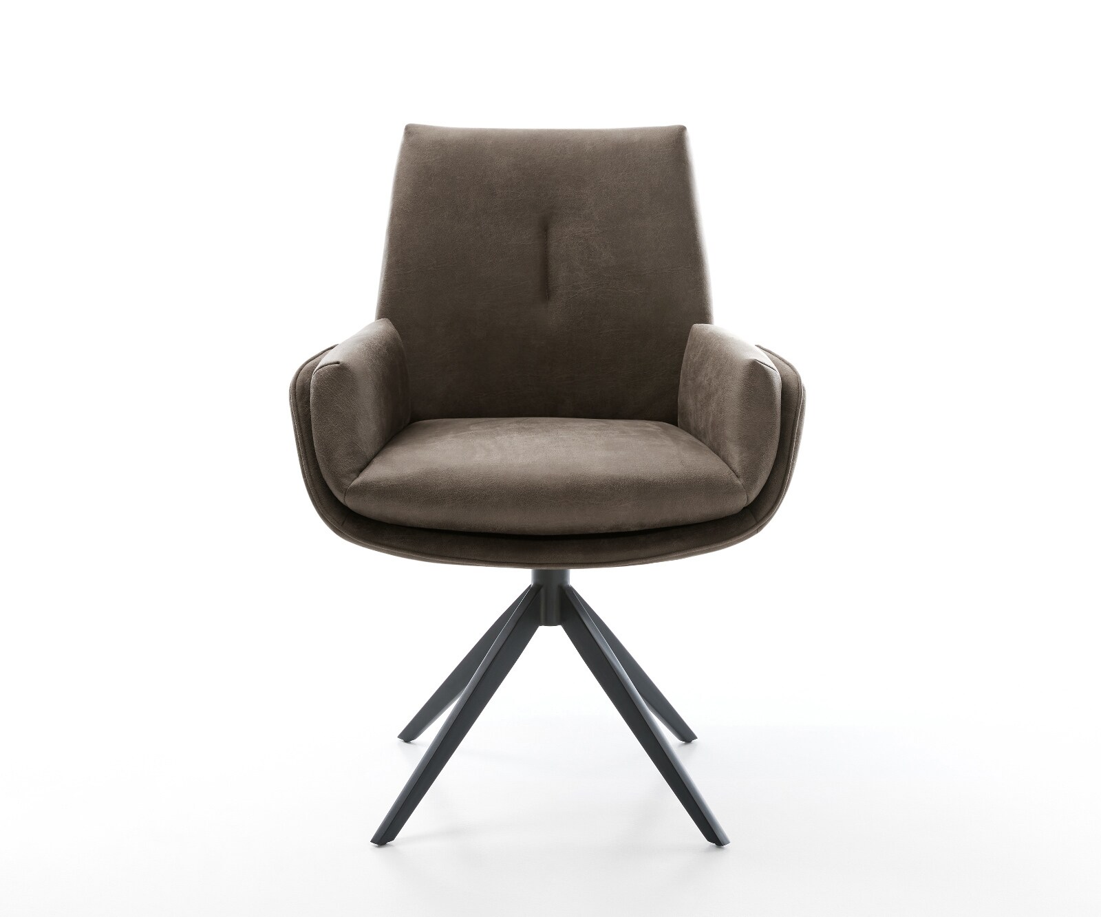 Drehstuhl Clea-Flex Mikrofaser Taupe Vintage Kreuzgestell breit Schwarz 360° drehbar Wippfunktion 4