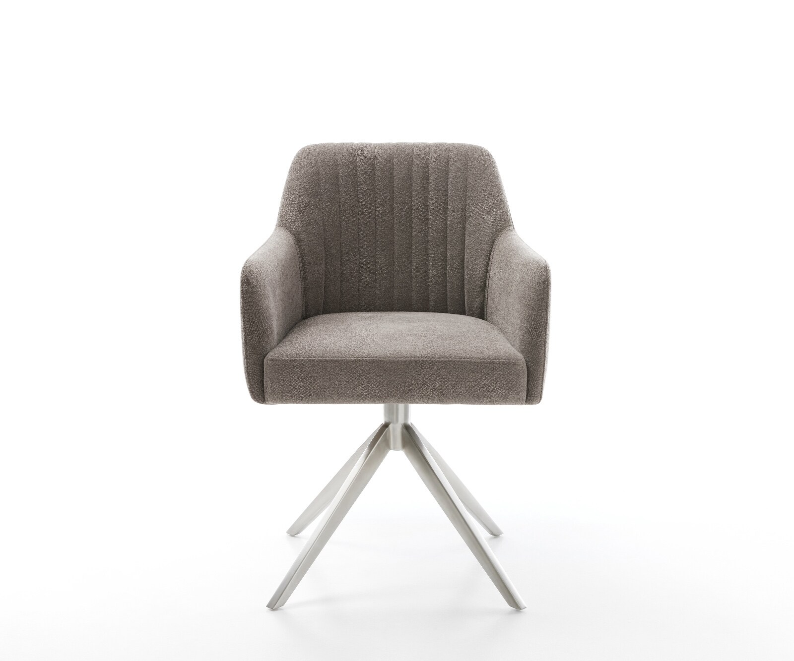 Drehstuhl Greg-Flex Strukturstoff Soft Taupe Kreuzgestell breit Edelstahl 360° drehbar Wippfunktion Taschenfederkern 2