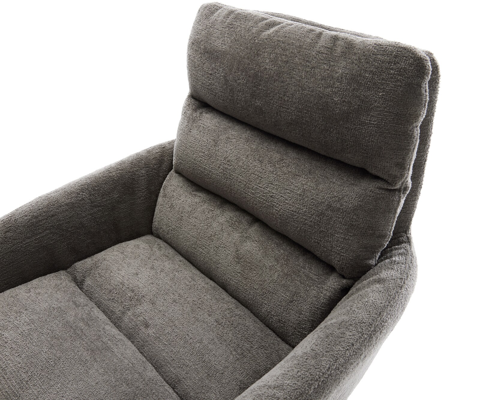 Drehstuhl Abelia-Flex mit Armlehnen Bouclé Soft Schlamm Fußkreuz Schwarz 360° drehbar Wippfunktion 3