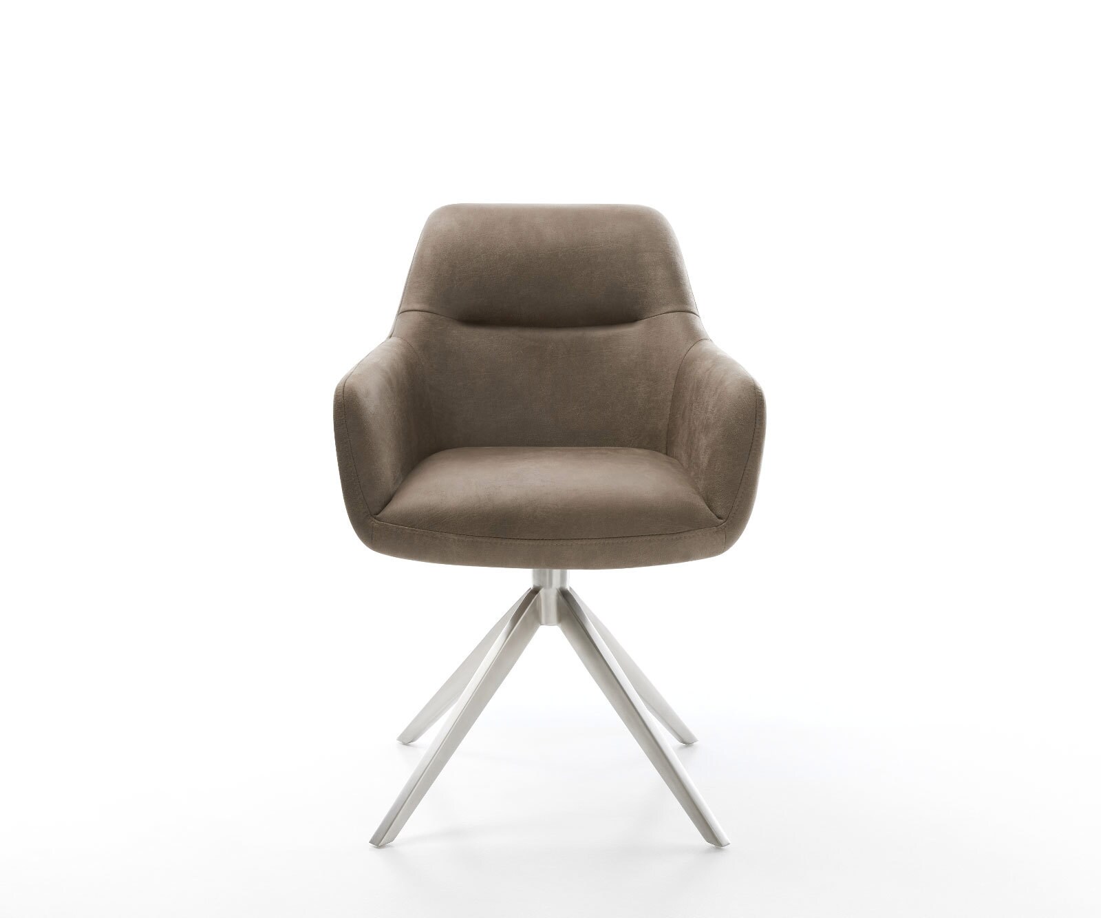 Drehstuhl Pejo-Flex Mikrofaser Taupe Vintage Kreuzgestell breit Edelstahl 360° drehbar Wippfunktion Taschenfederkern 1