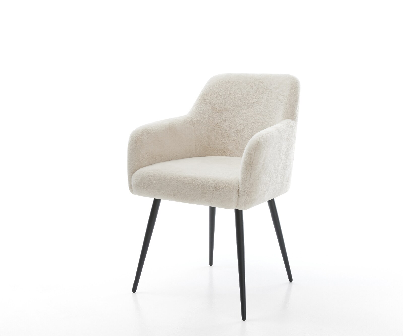 Esszimmerstuhl Greg-Flex Plüsch Creme-Weiß 4-Fuß konisch Schwarz Taschenfederkern 1