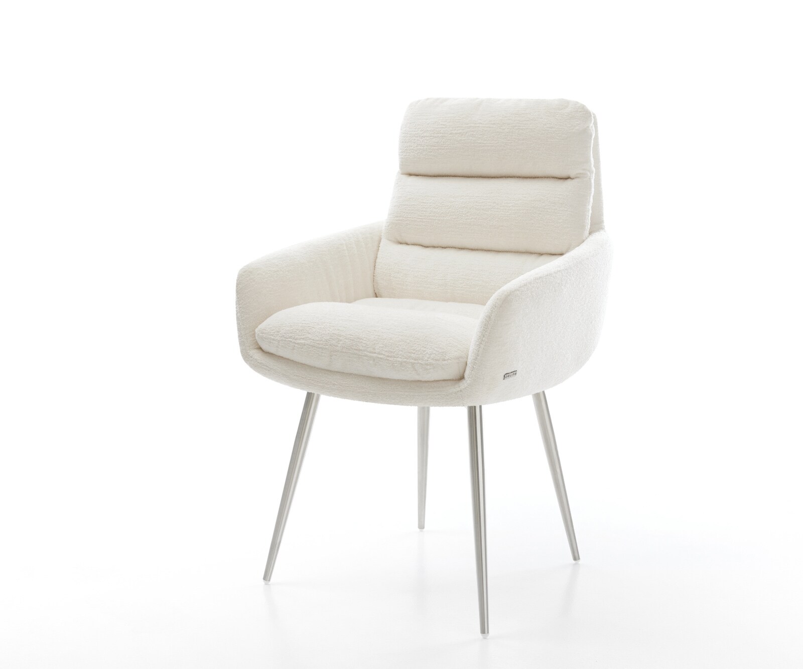Esszimmerstuhl Abelia-Flex mit Armlehnen Bouclé Soft Beige 4-Fuß konisch Ed günstig online kaufen
