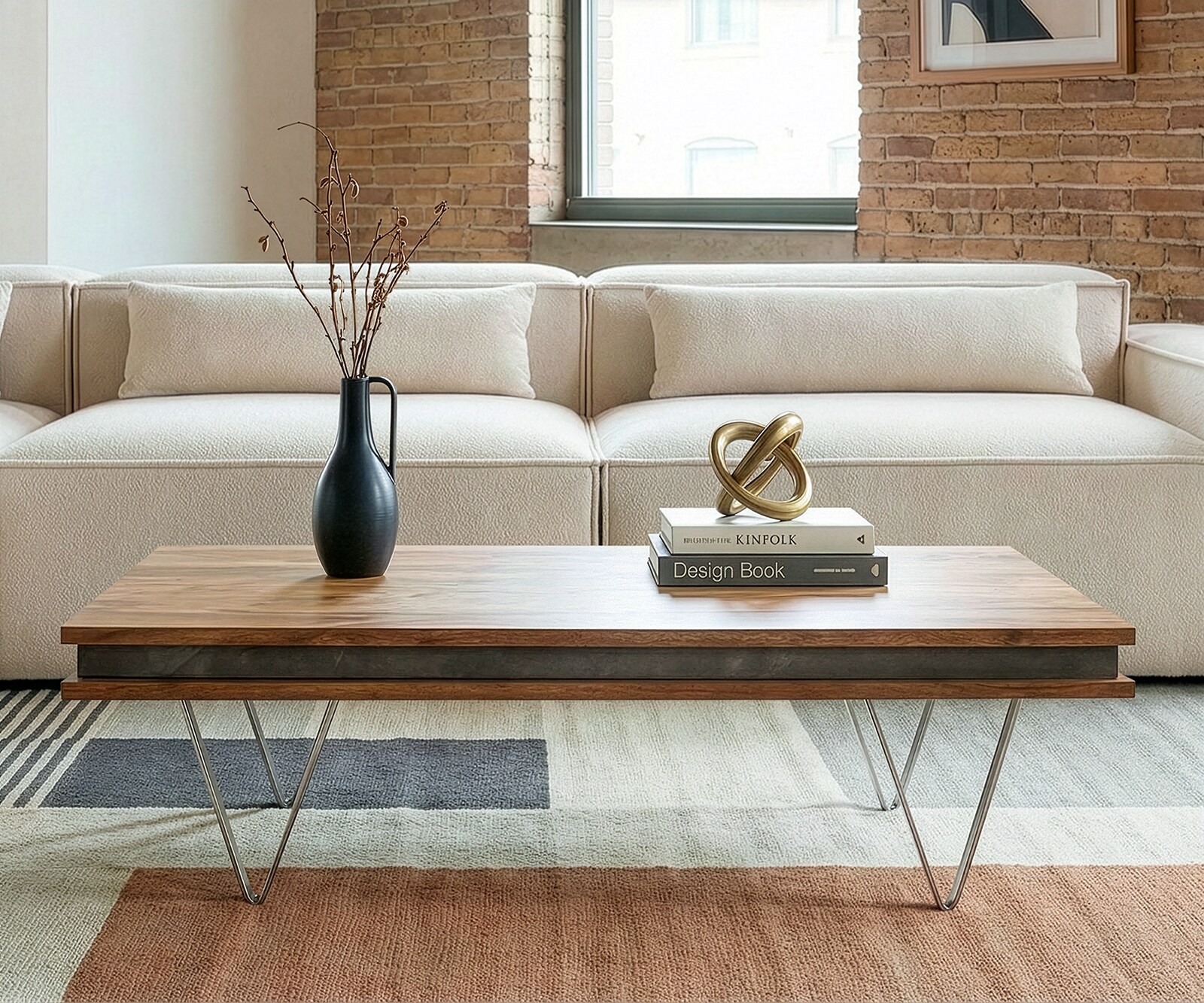 Designer-Couchtisch Stonegrace 117x60x25 cm Akazie Natur Schiefer 1