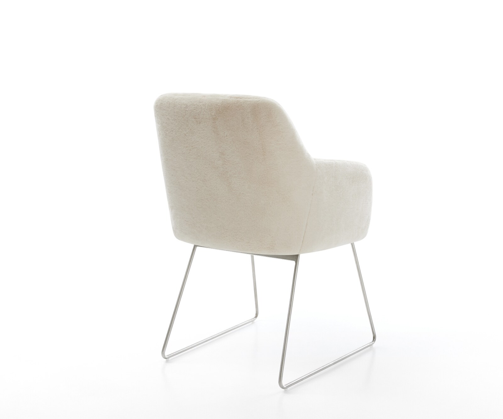 Esszimmerstuhl Greg-Flex Plüsch Creme-Weiß Kufengestell Edelstahl Taschenfederkern 5