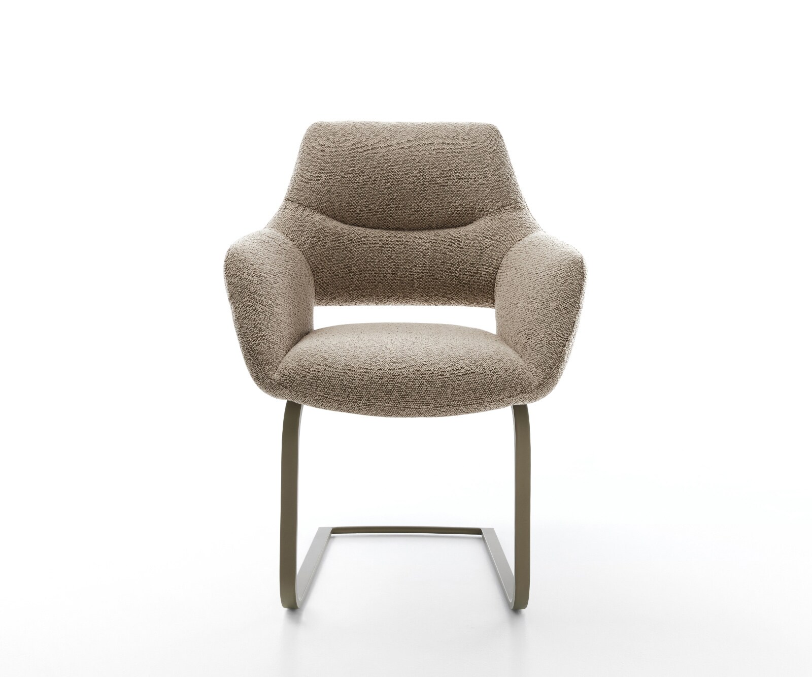 Freischwinger Yago-Flex mit Armlehnen Bouclé Schlamm Freischwinger flach Effektfinish Titan Taschenfederkern 1