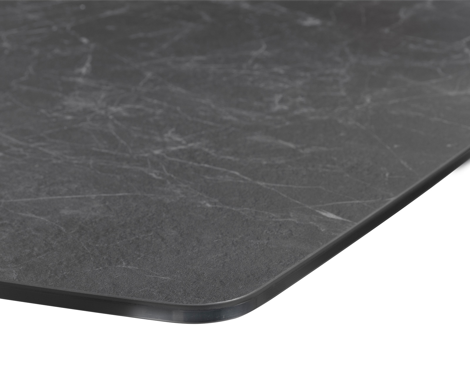 Esstisch Edge Bootsform 200x100cm Laminam® Keramik Nero Greco Anthrazit Mittelfuß Kreuz Schwarz 5