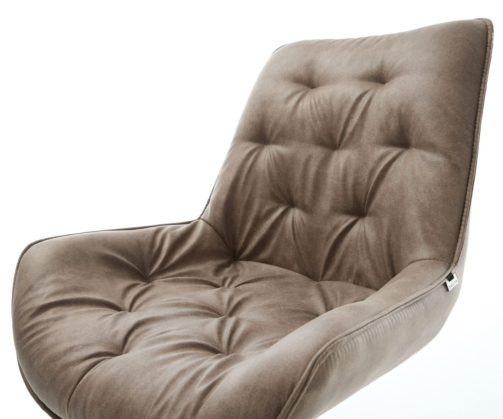 Drehstuhl Taimi-Flex Mikrofaser Taupe Vintage Kreuzgestell breit Schwarz 360° drehbar Wippfunktion 3