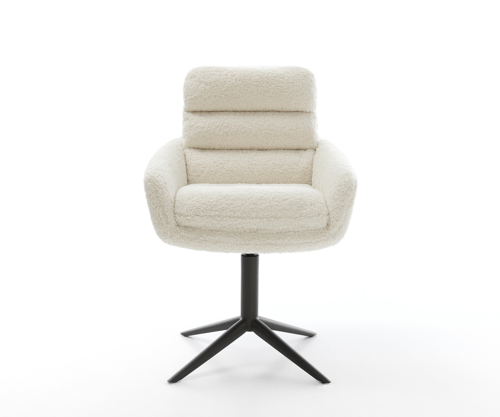 Drehstuhl Abelia-Flex mit Armlehnen Teddystoff Beige Fußkreuz Schwarz 360° drehbar Wippfunktion 1