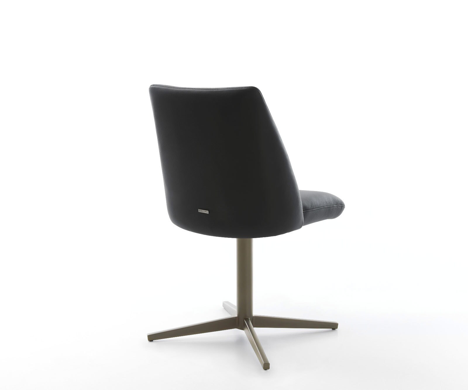 Drehstuhl Elso-Flex Echt-Leder Schwarz Fußkreuz Effektfinish Titan 360° drehbar Taschenfederkern 4