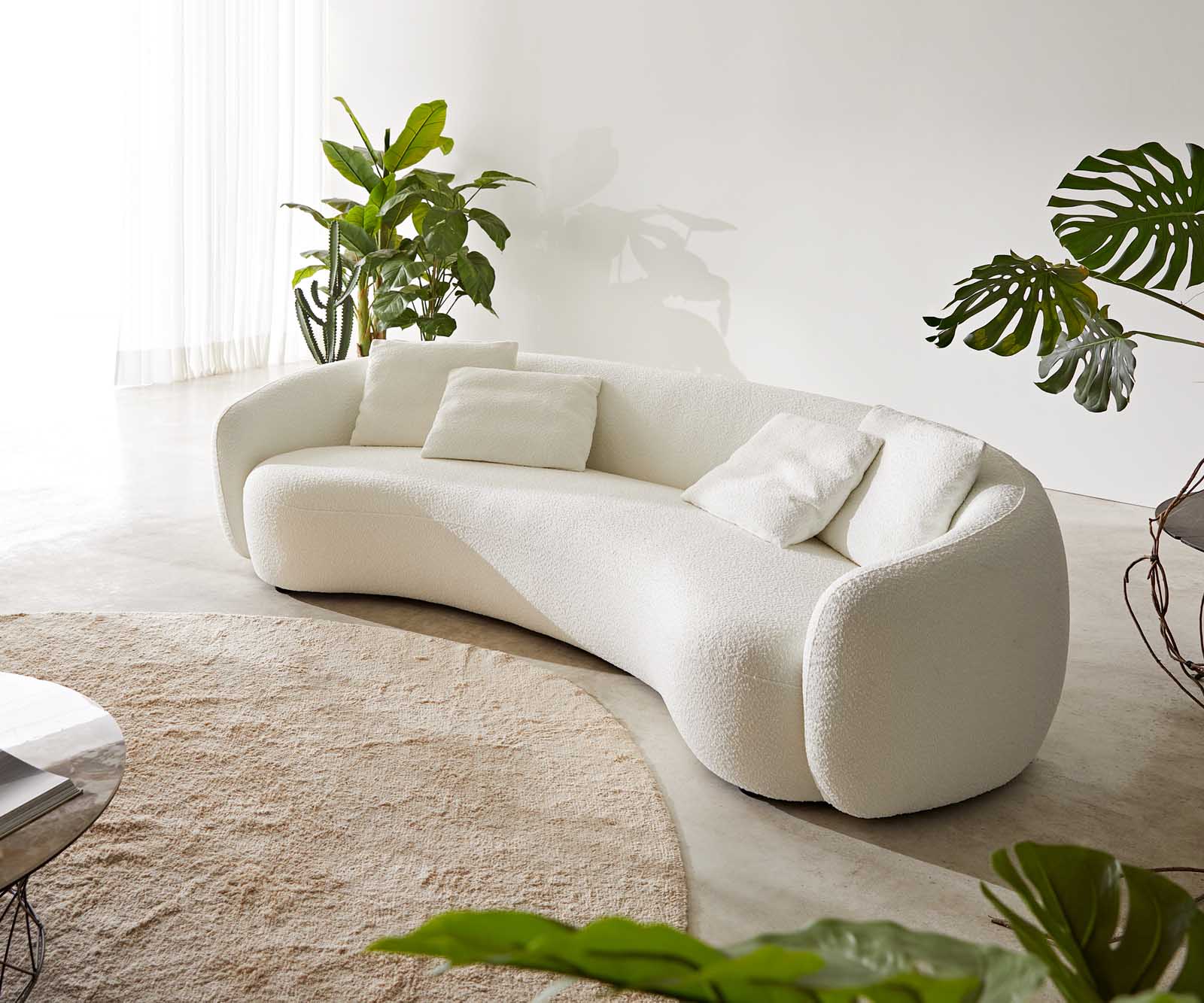 3-Sitzer Larna 260x120 cm Bouclé Creme-Weiß 3